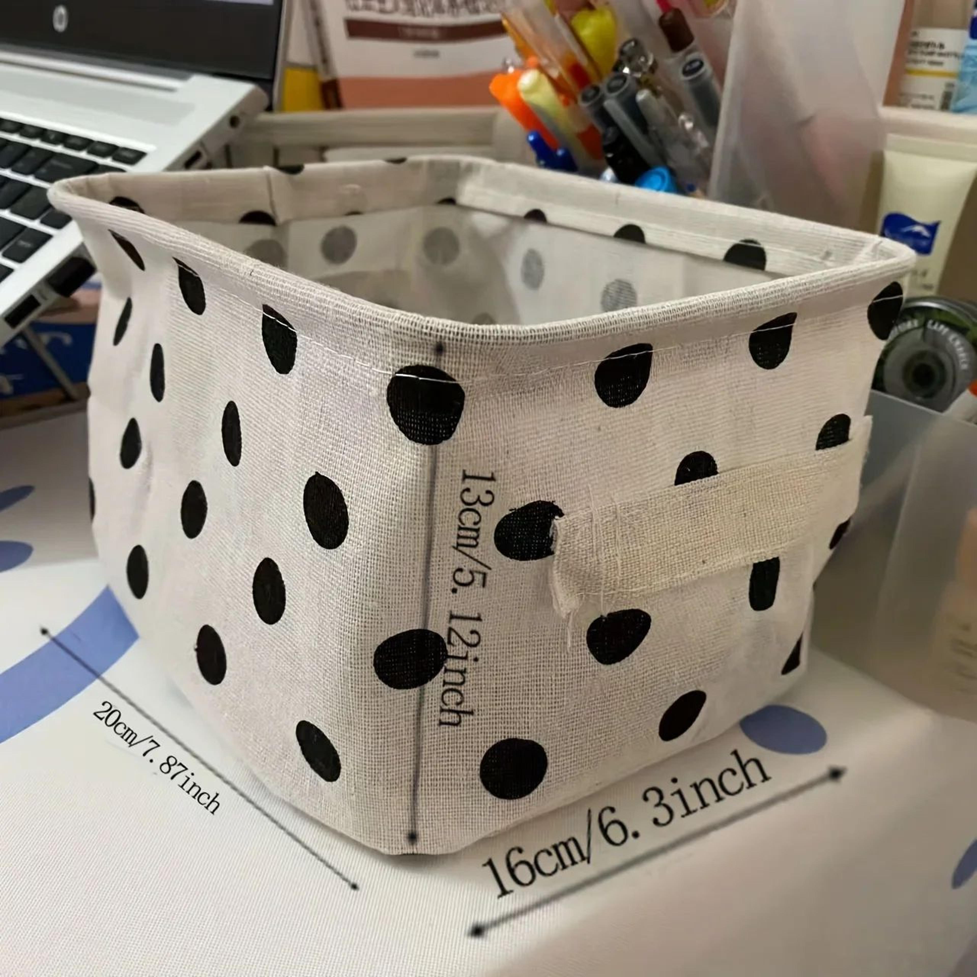 foldable cotton & linen desktop storage baskets (2-pack) – waterproof canvas organizer with handles