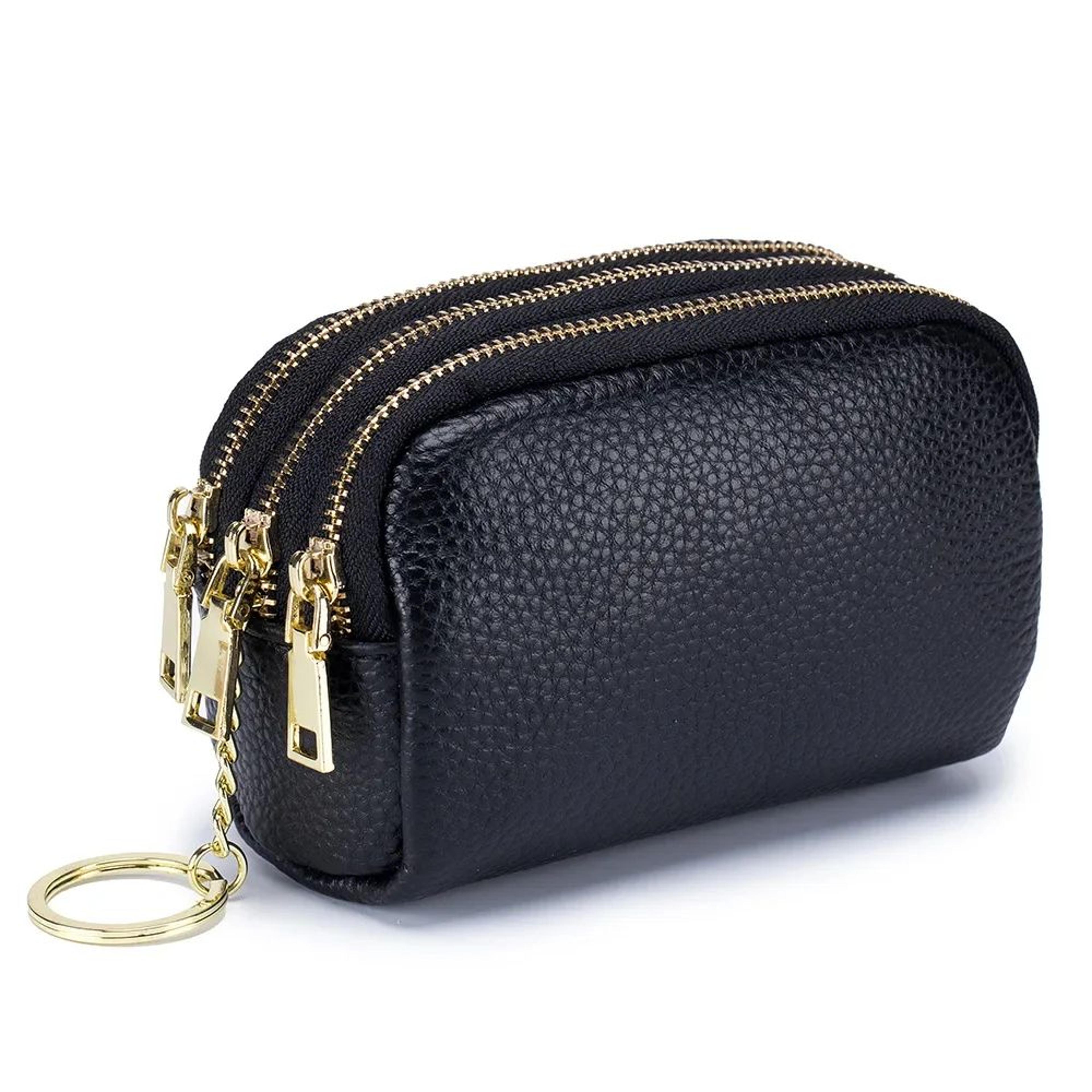double-layer cowhide womens wallet - large capacity zip coin purse & card organizer