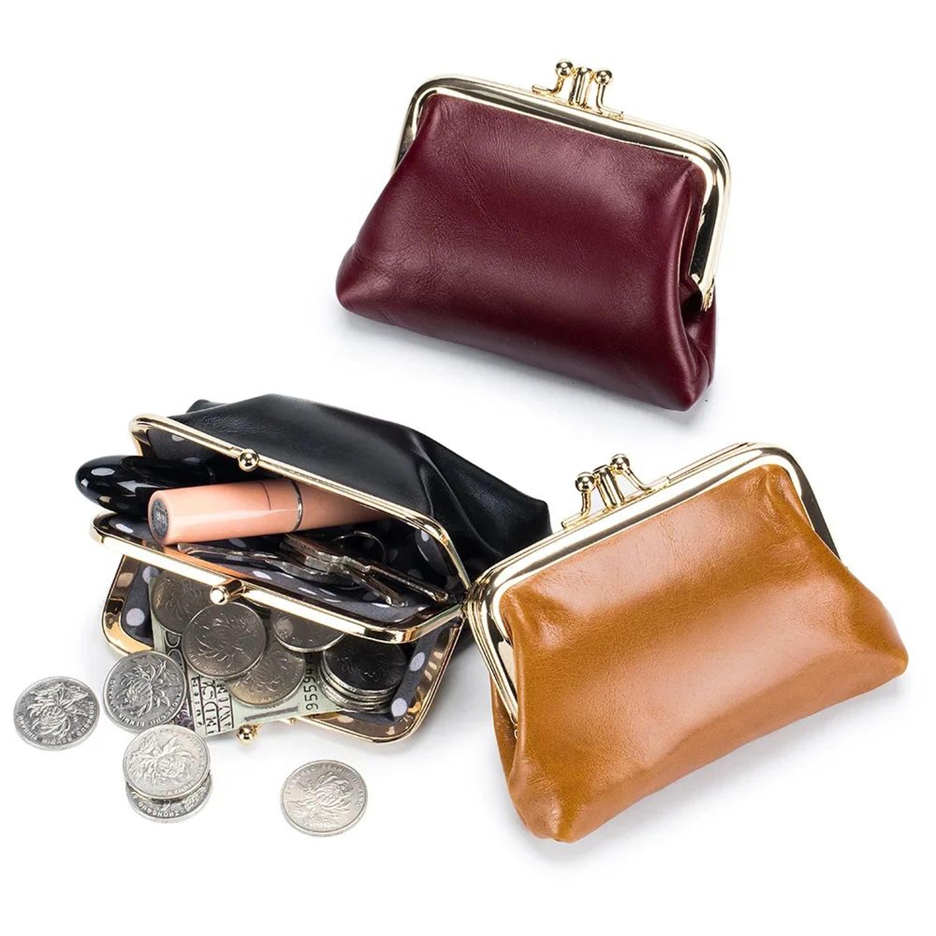 vintage genuine leather womens wallet with hasp closure, double-layer coin purse, large capacity organizer