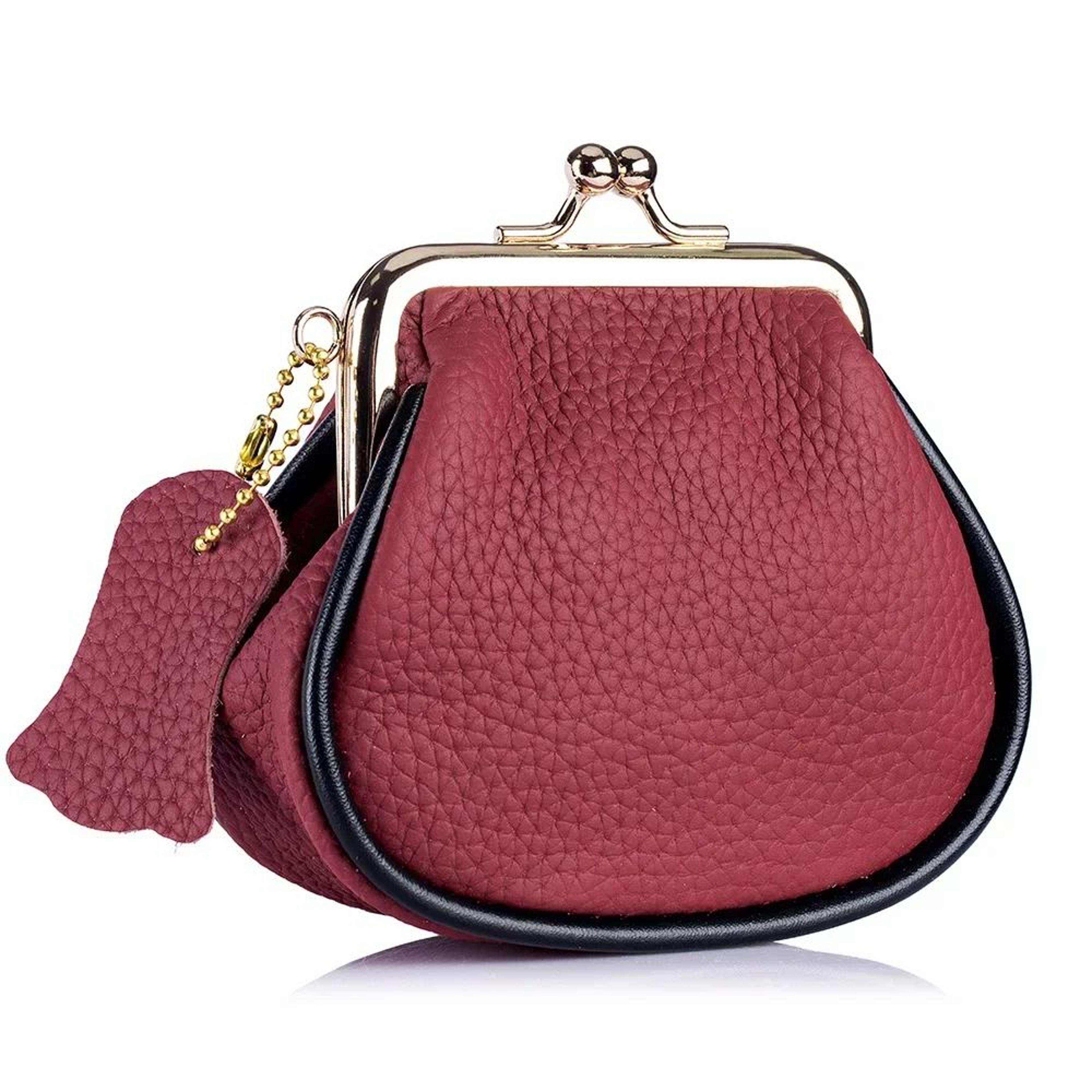 genuine leather clip wallet for women, small hasp purse with coin pocket and card slots