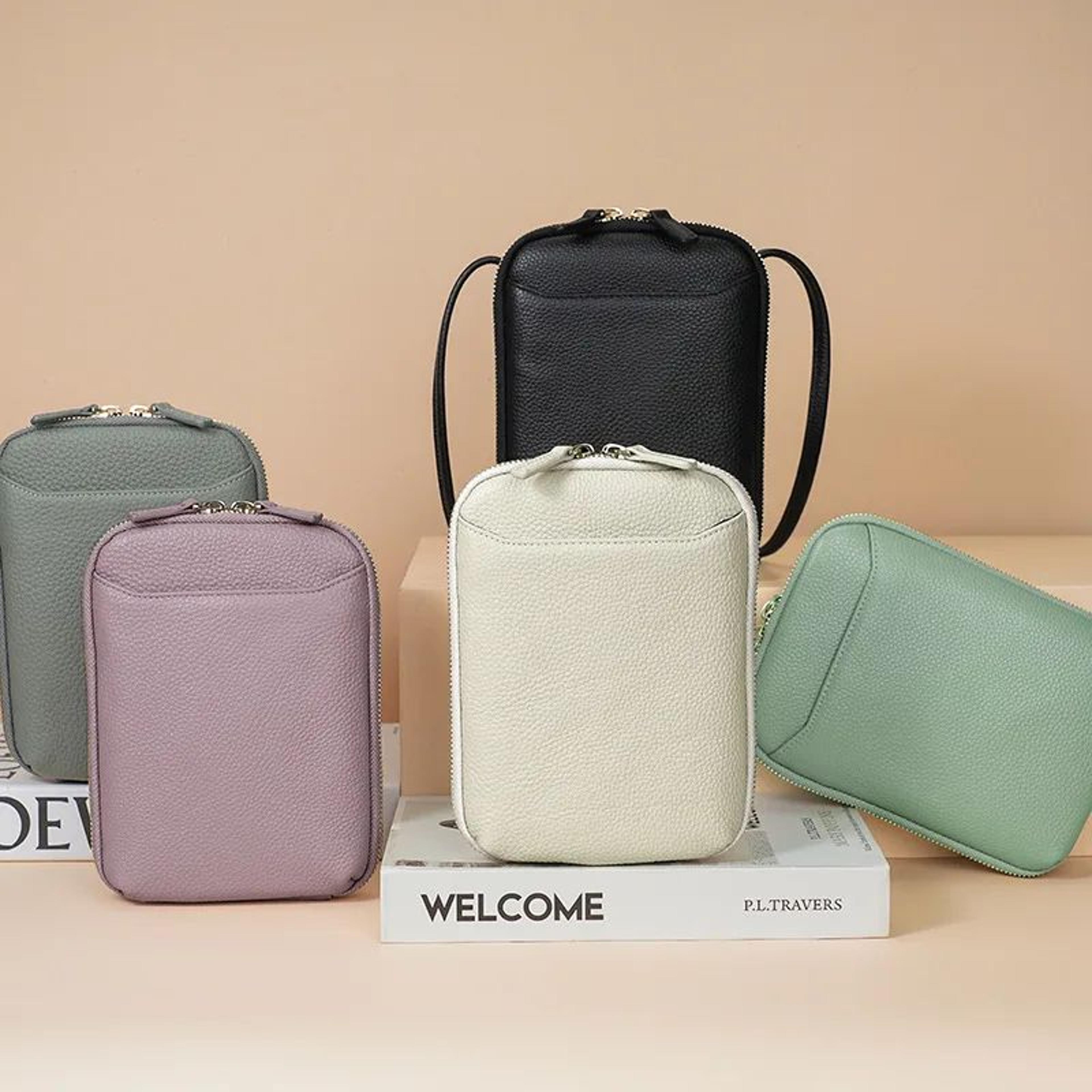 genuine leather crossbody bag for women - zipper shoulder bag, large capacity phone purse