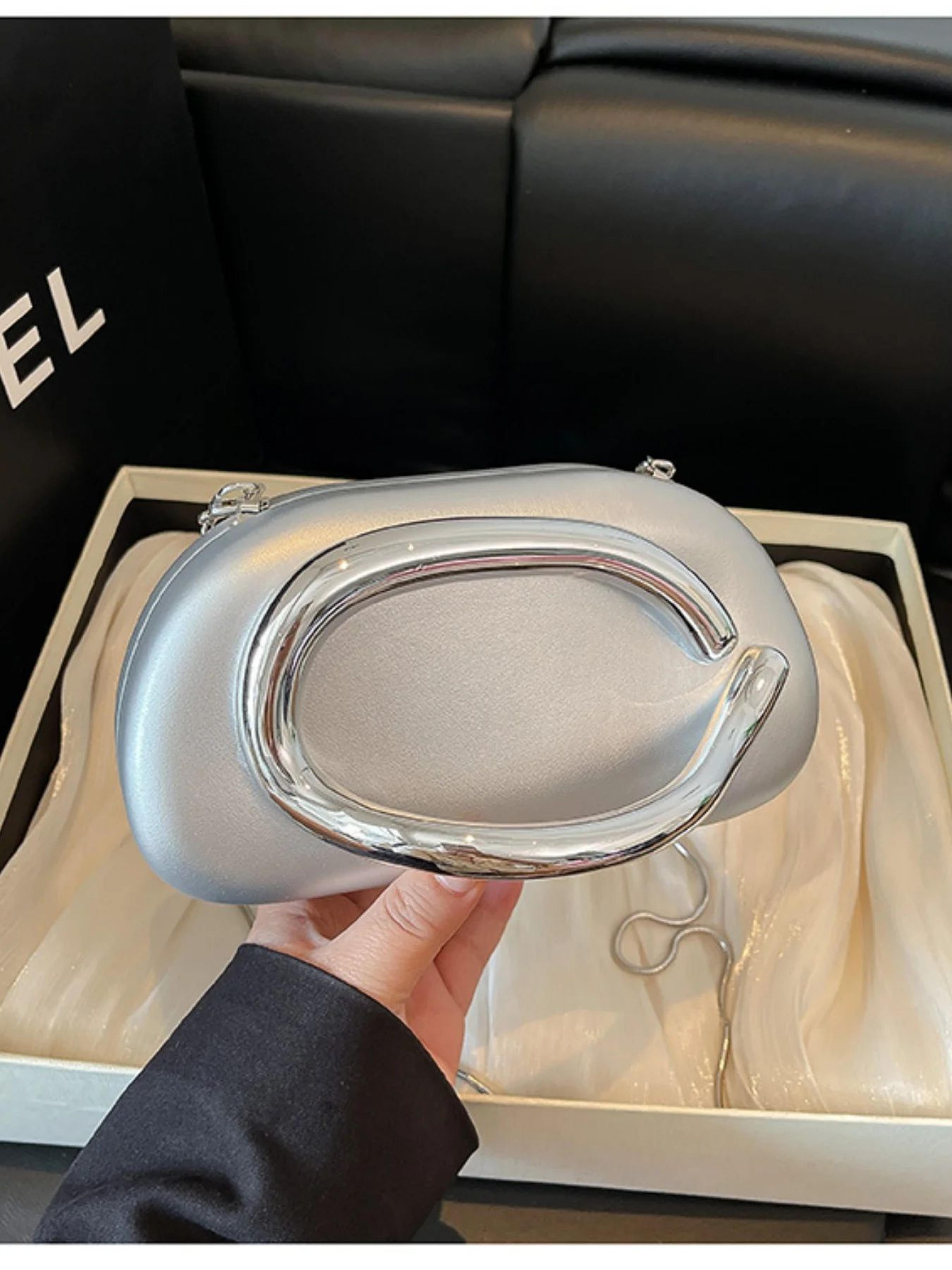 elegant satin evening clutch bag with chain strap for weddings and parties