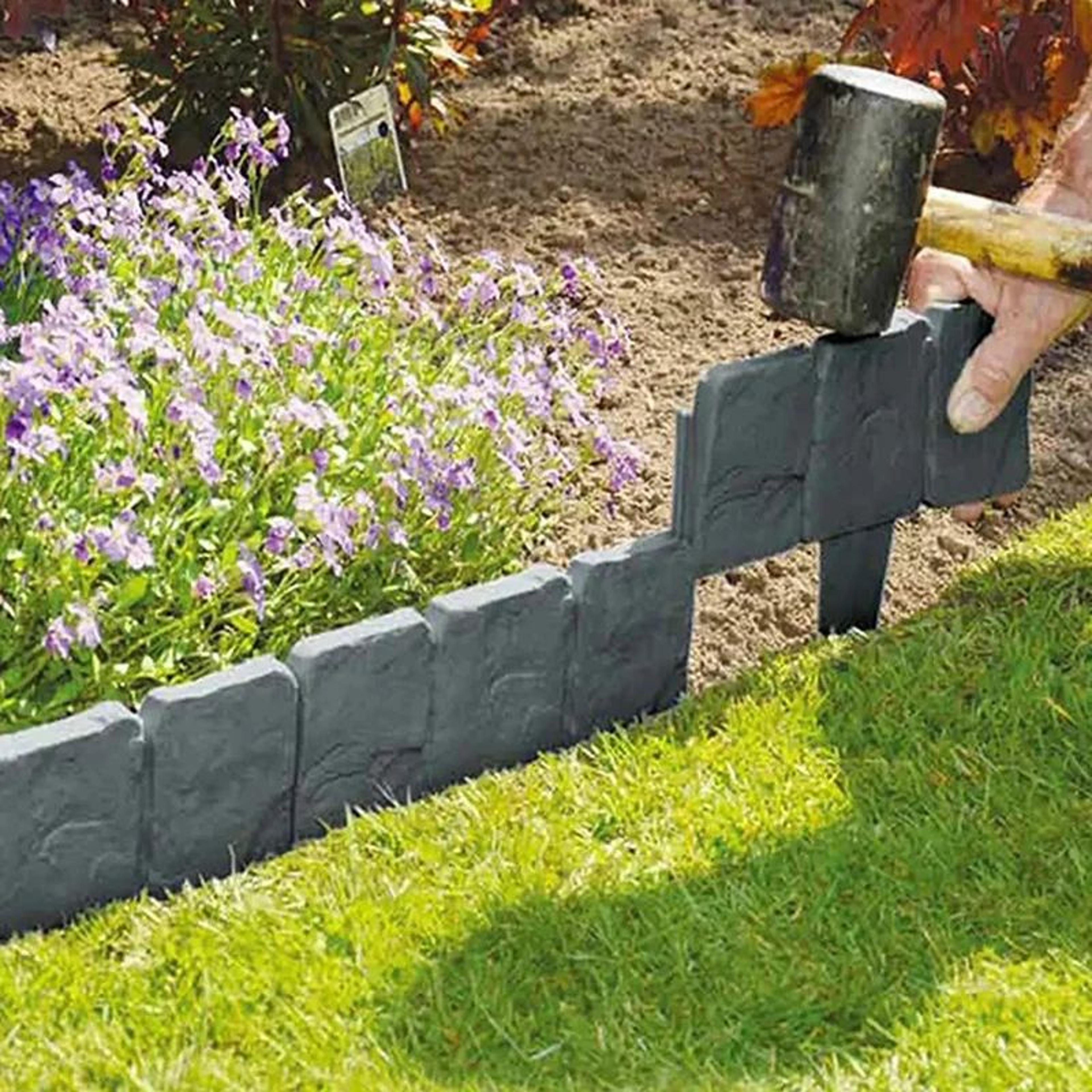 imitation stone garden fence no-dig border stakes for garden border edging (5–10pc set)