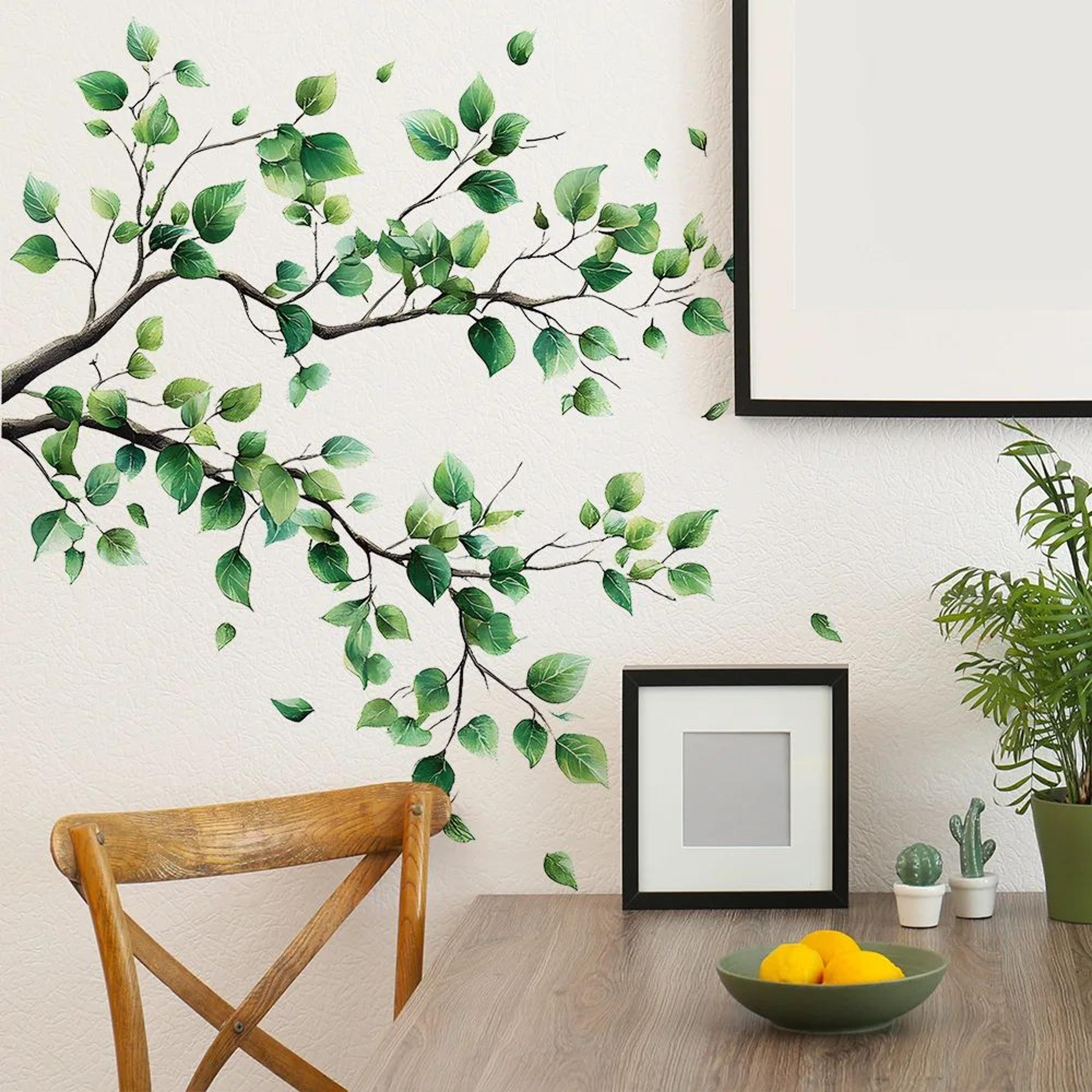 elegant botanical branch & leaf wall decals – removable nature wall decor stickers for home & office