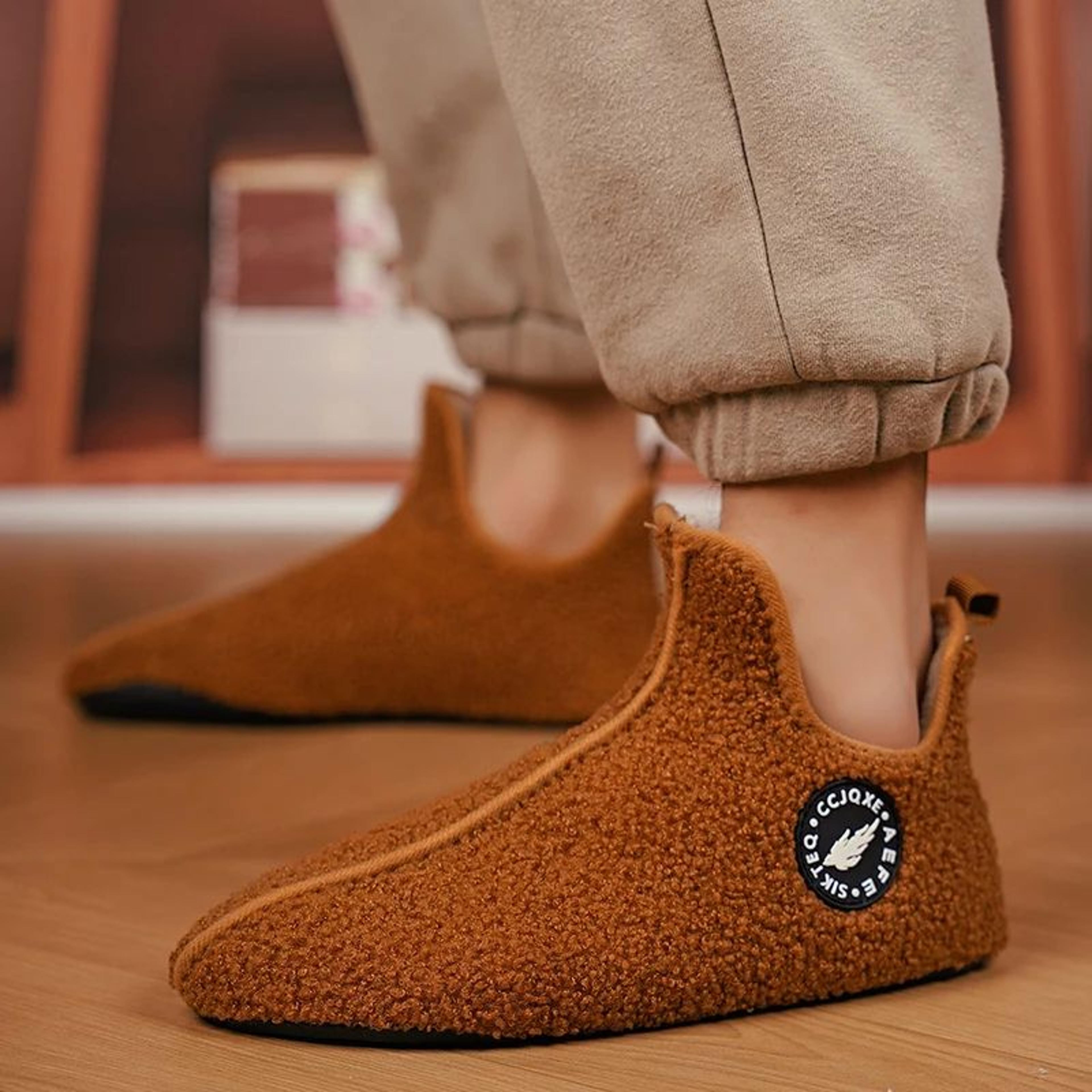 cozygrip mens winter slippers - warm non-slip house slippers for couples