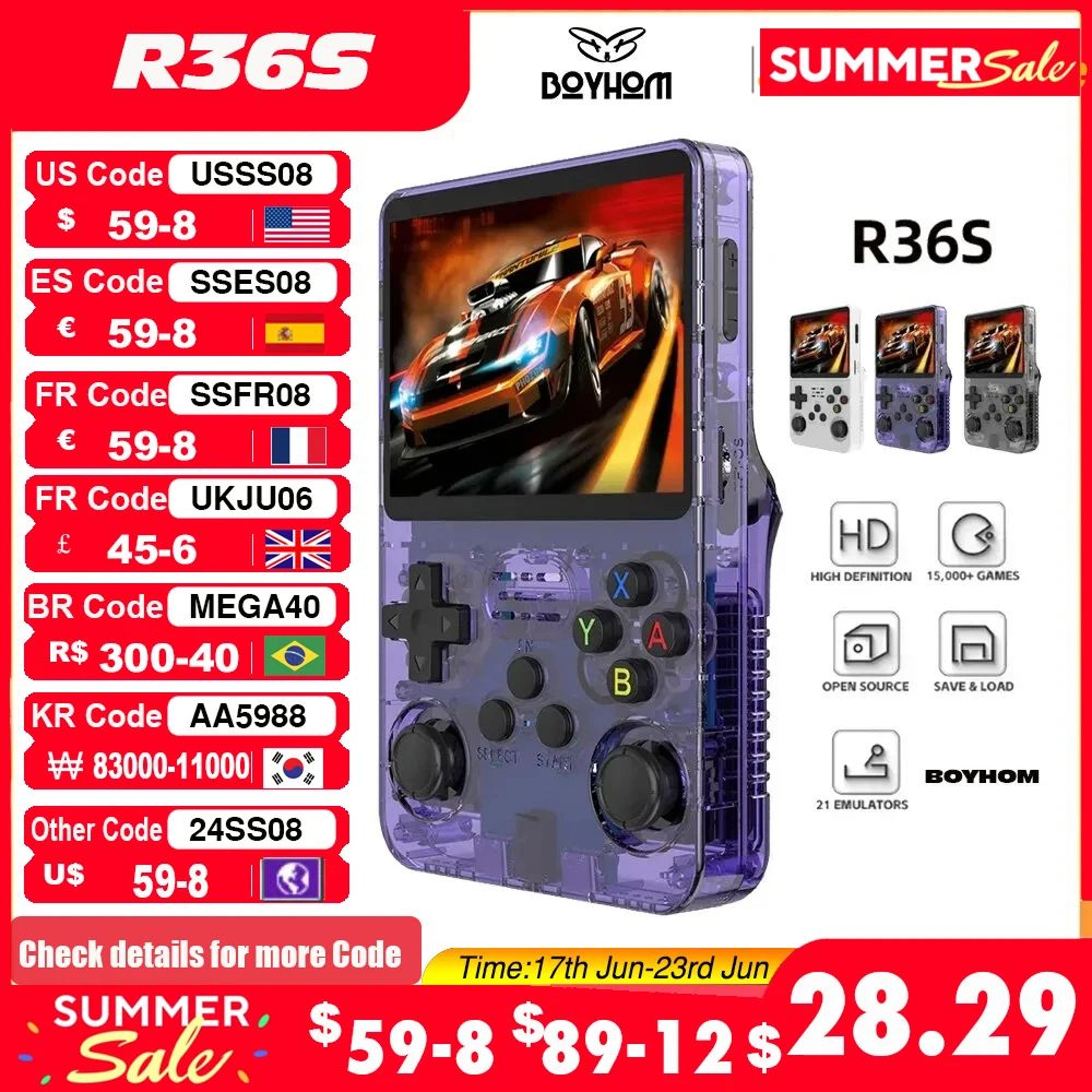 retropulse r36s linux handheld game console with 3.5" ips display