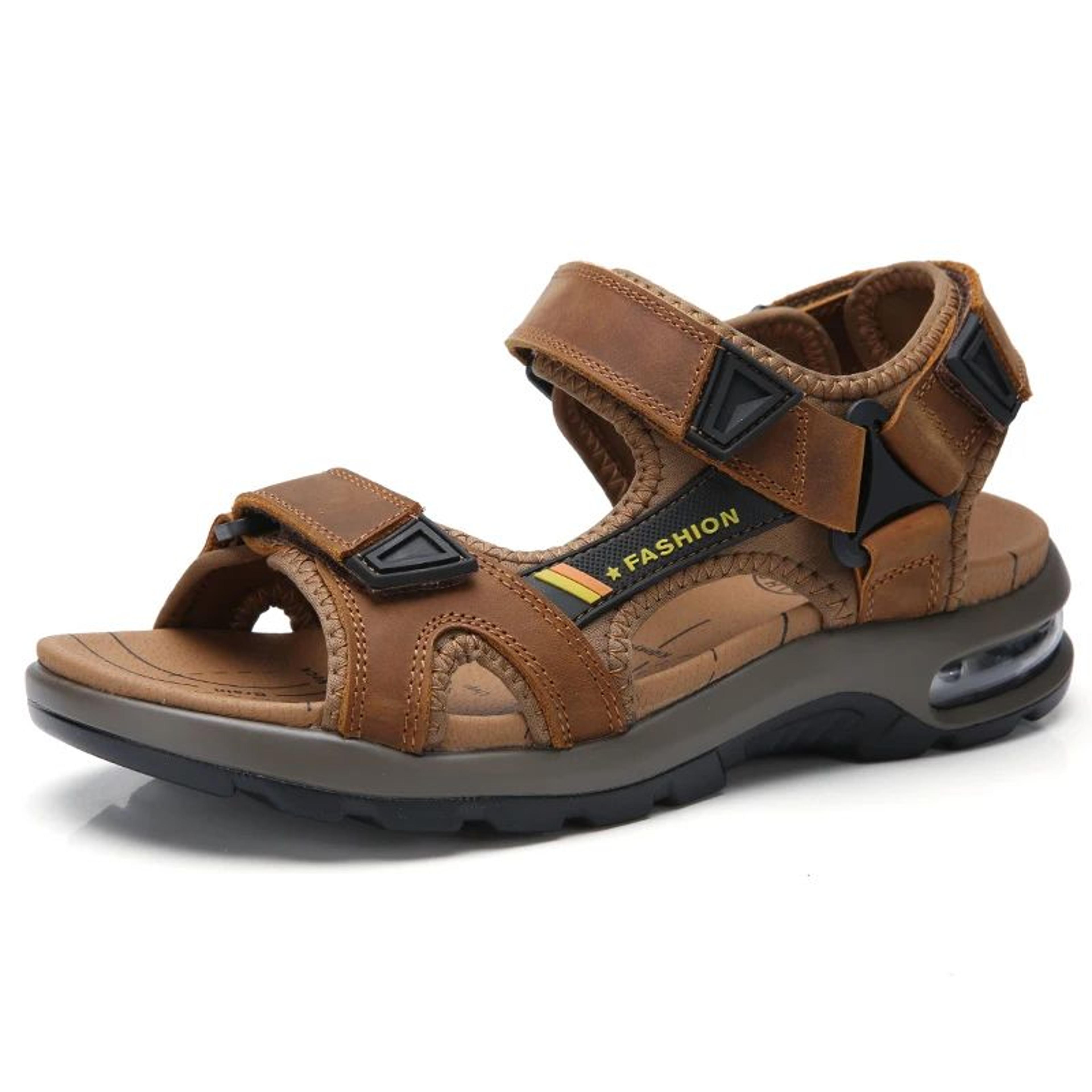 premium mens leather roman sandals – classic comfortable beach & outdoor footwear