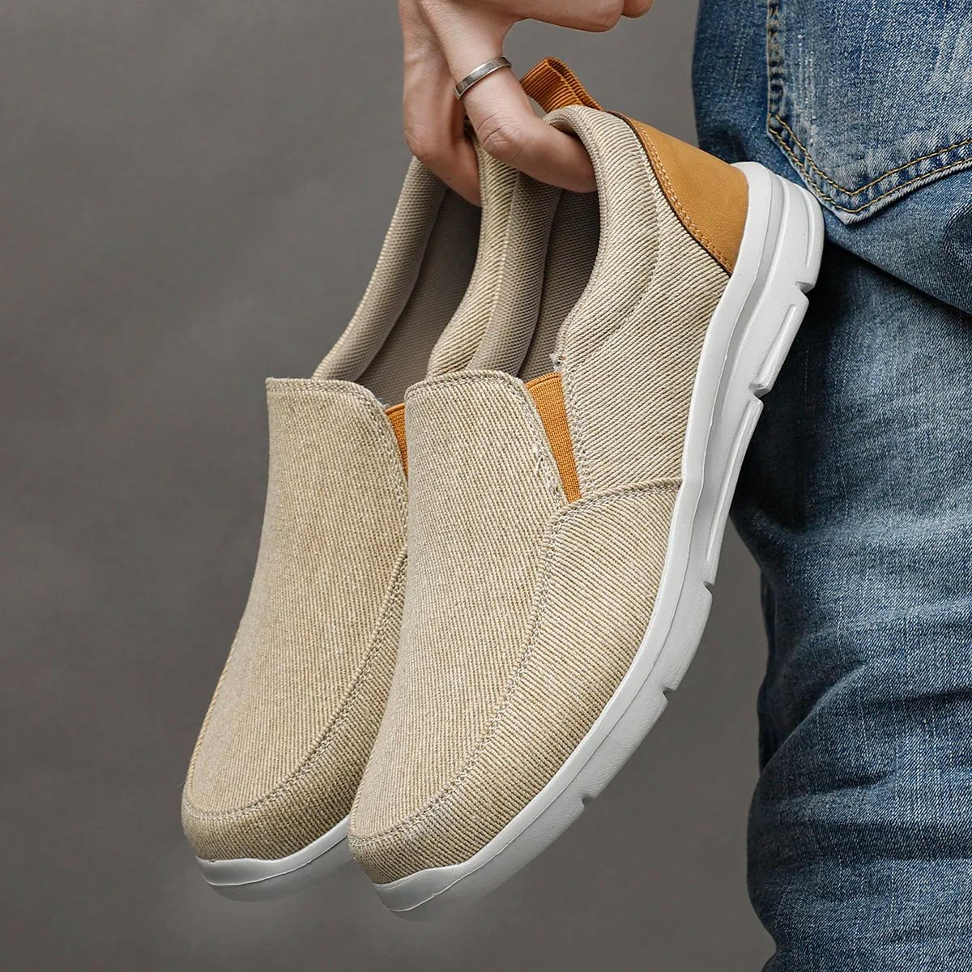 mens breathable canvas shoes slip-on walking sneakers – comfortable summer loafers for everyday wear