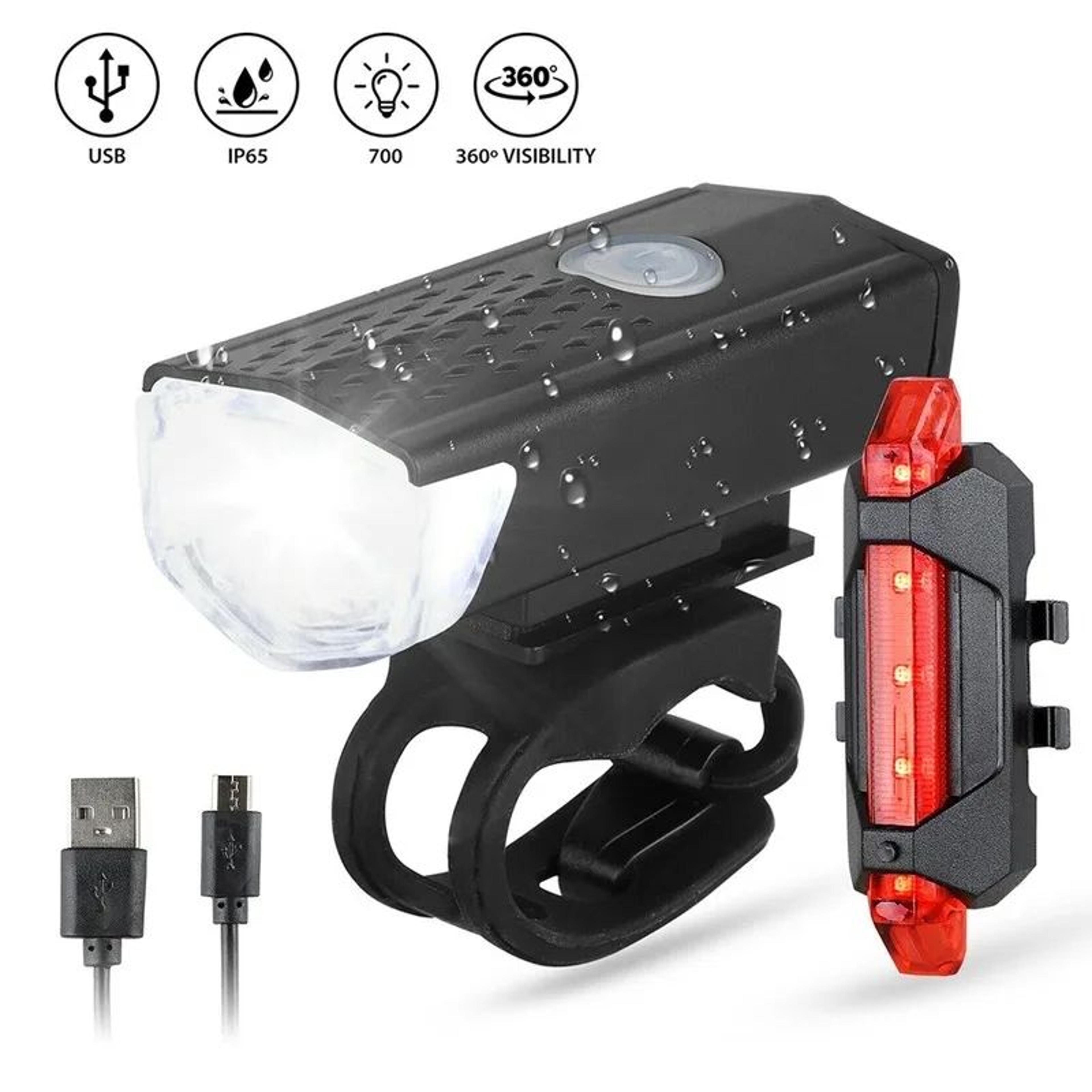 proride dual usb rechargeable bike light set – front & rear led cycling lights