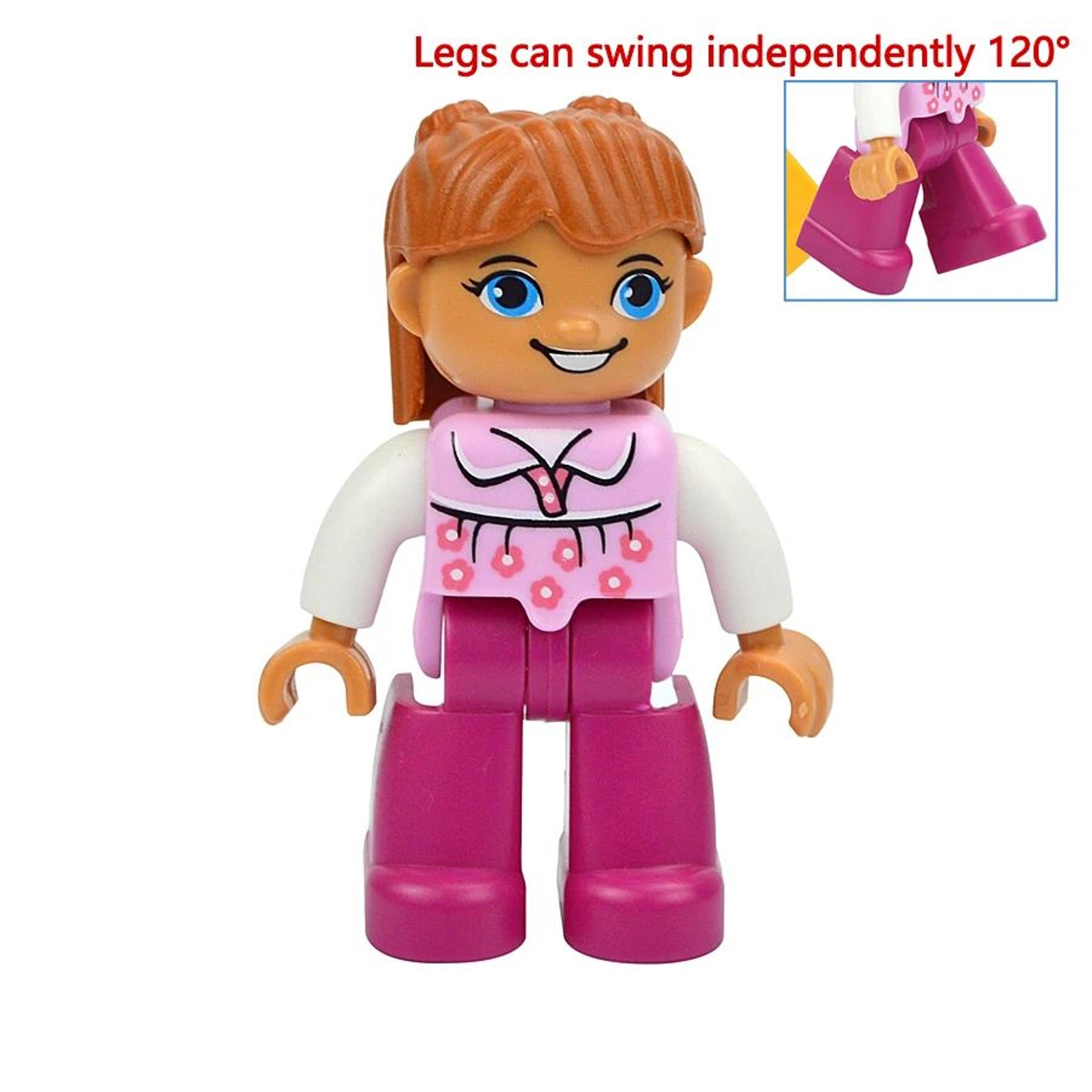 premium family block figures & compatible brick toy set - large building block figures for kids, includes farmer, pirate