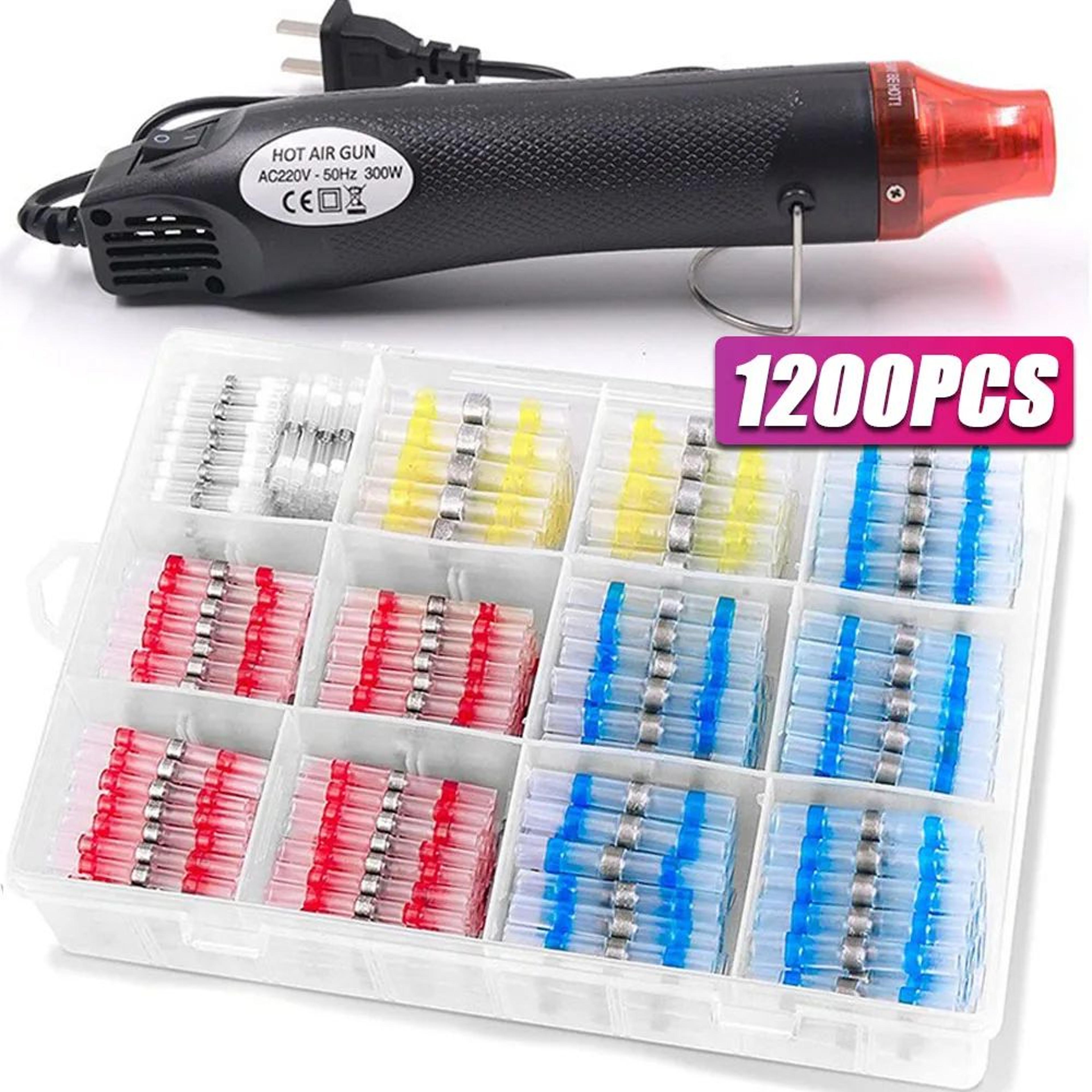 premium heat shrink butt connector kit, 1200pcs waterproof heat shrink butt connectors & waterproof solder seal terminal