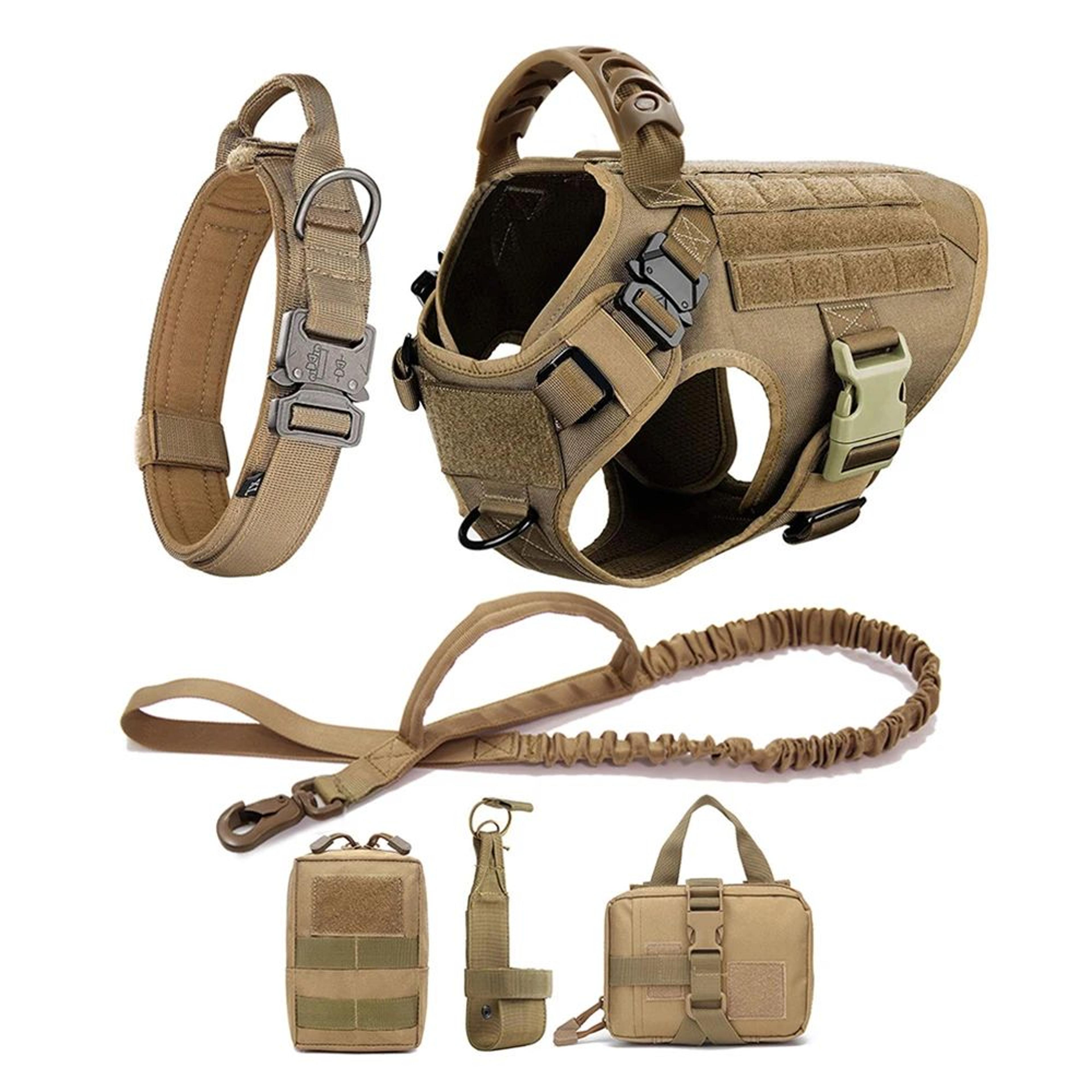 heavy-duty dog harness and leash set with padded vest & quick-release collar