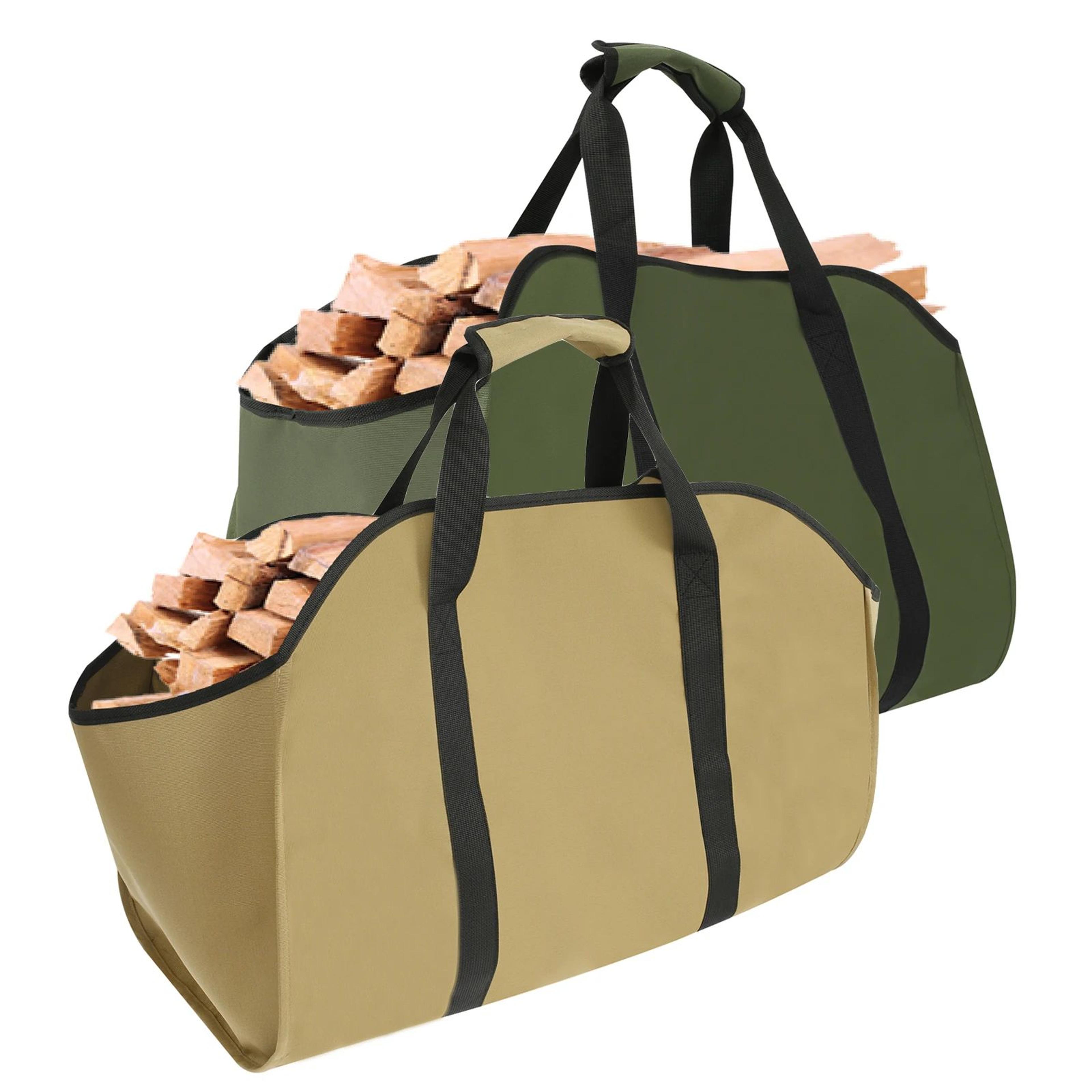 heavy duty firewood carrier bag, oxford cloth log carrier tote with reinforced handles