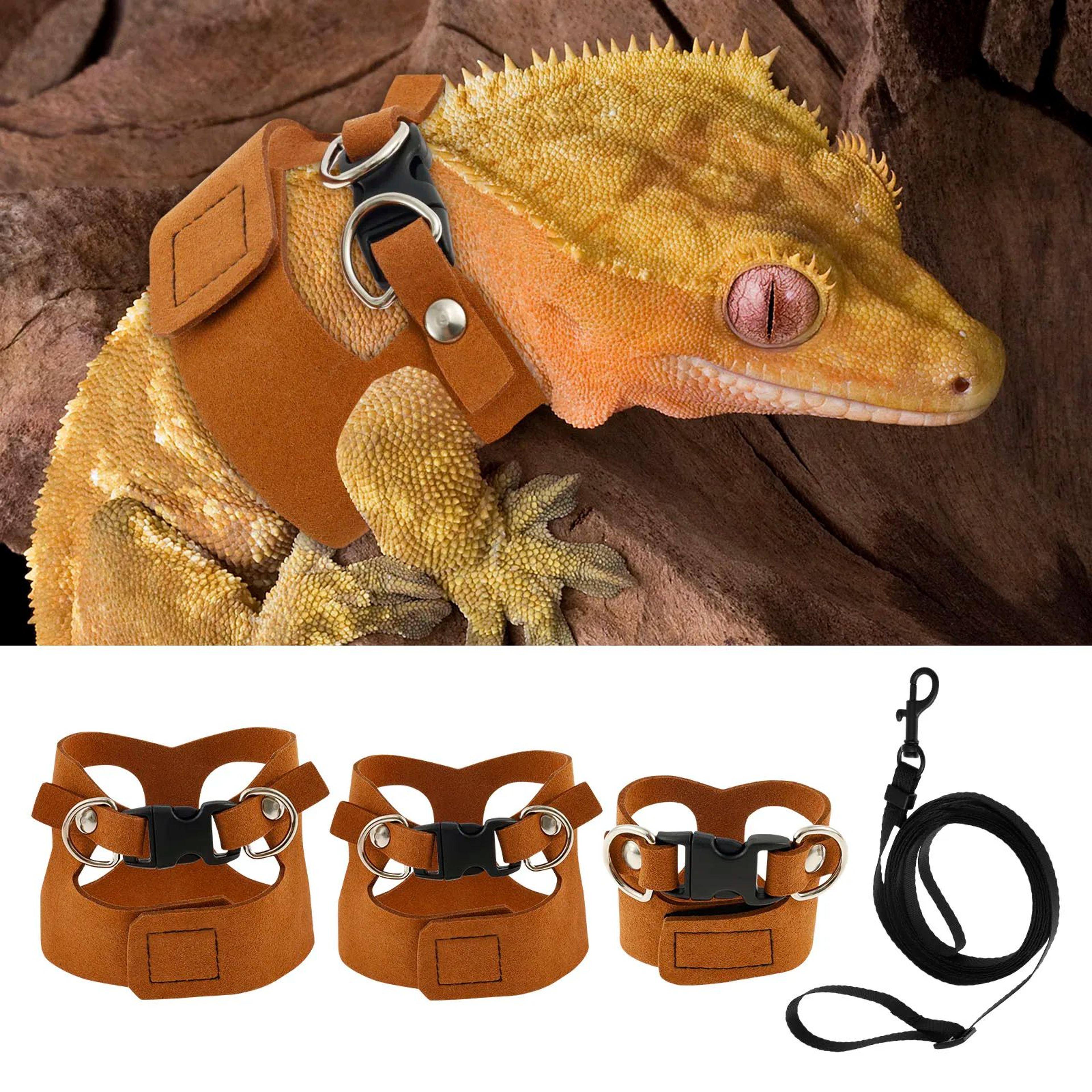 soft adjustable reptile harness & leash set for bearded dragons and lizards (3-pack)