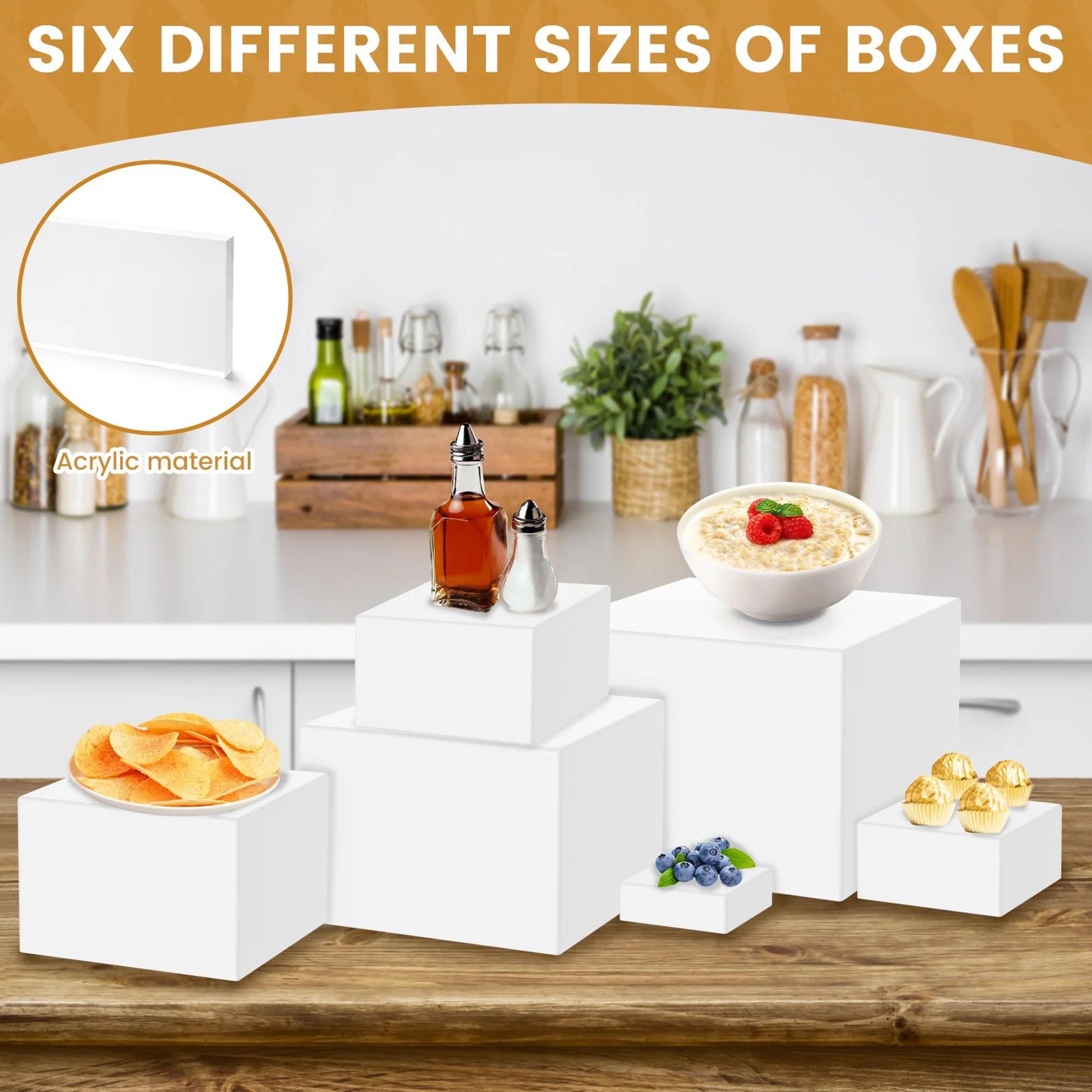6-piece acrylic buffet risers set – stackable dessert table display stands (6 nesting sizes)