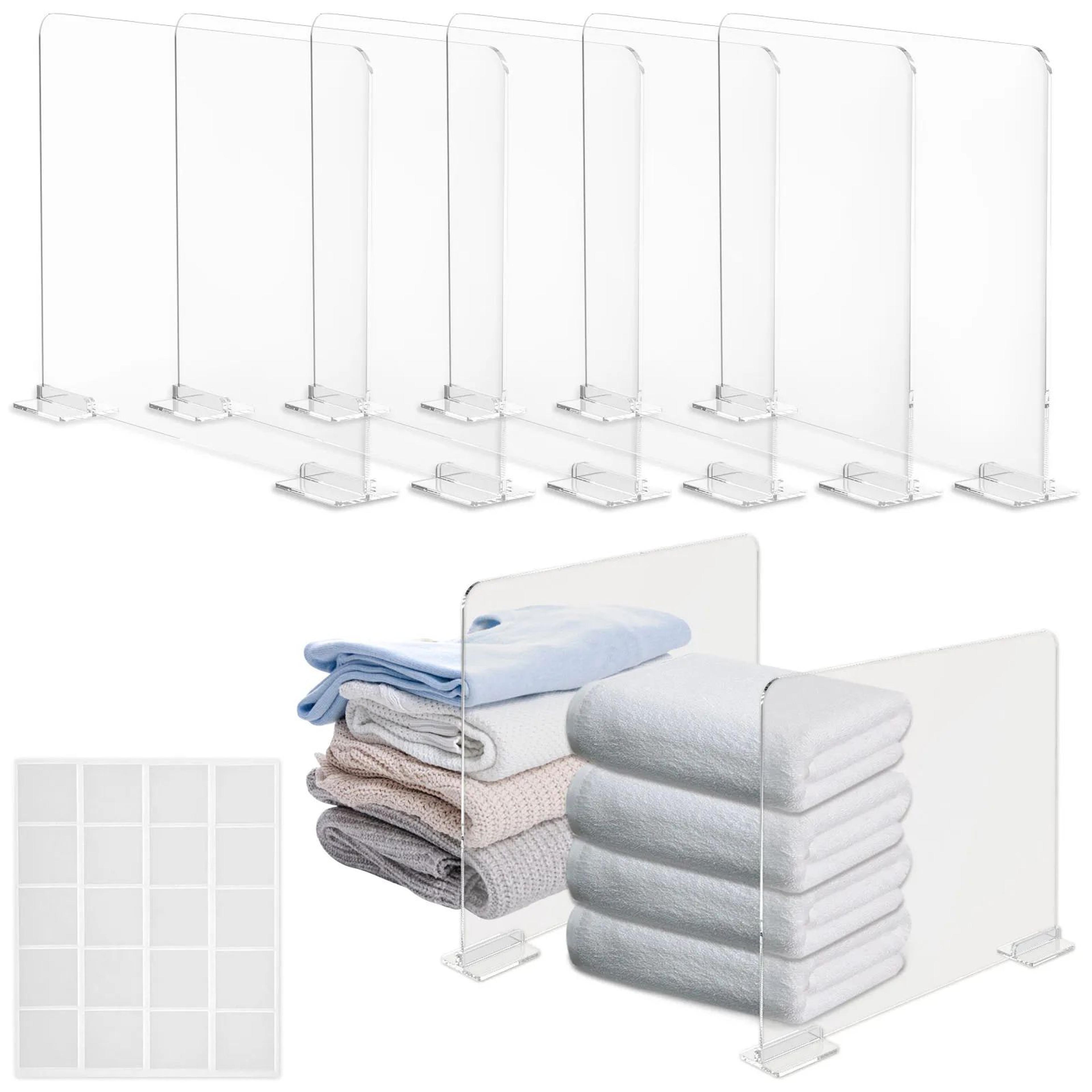 premium clear closet shelf dividers – self-adhesive acrylic storage organizer for wardrobe & shelves
