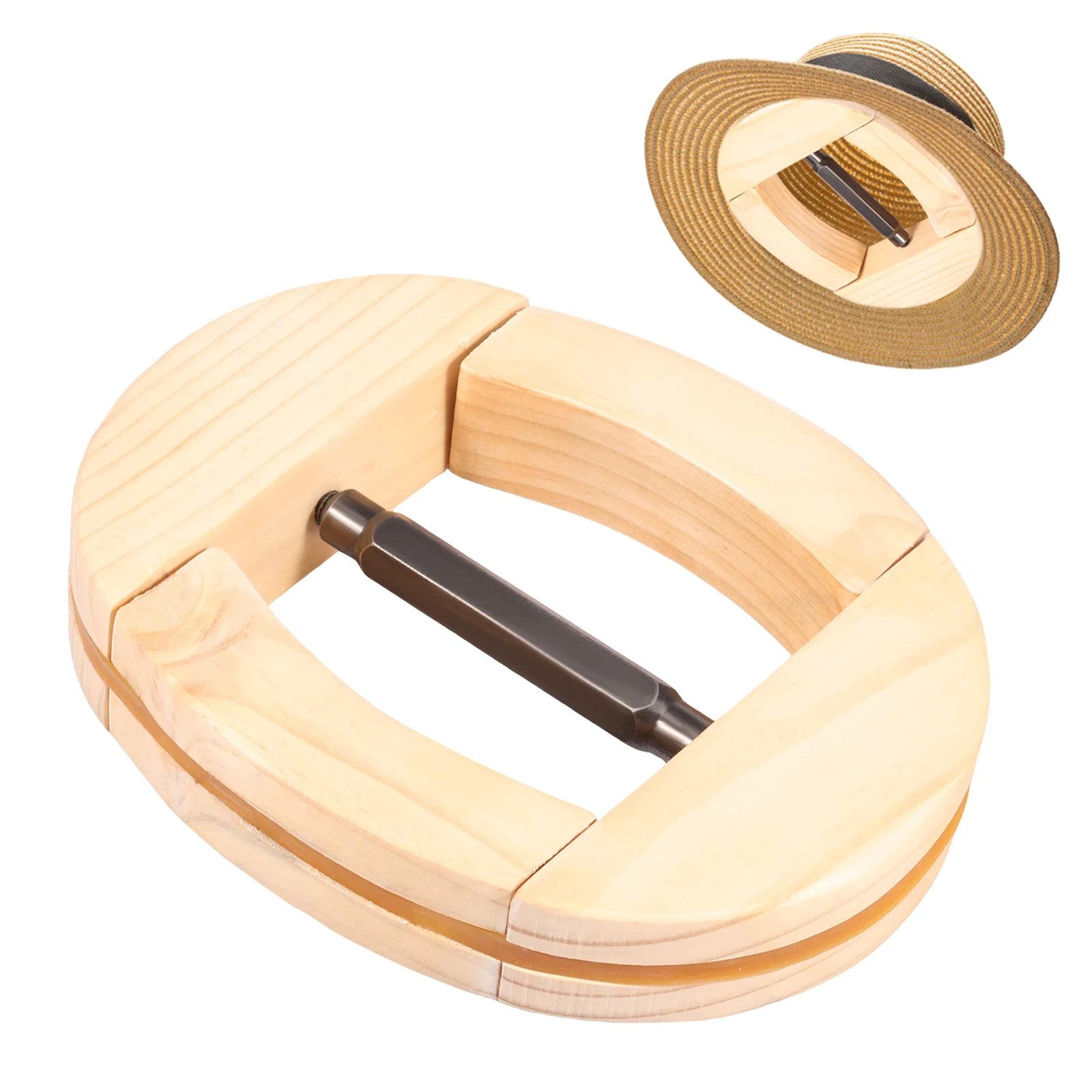 adjustable wooden hat stretcher & cap shape maintainer for fedora, cowboy & baseball hats