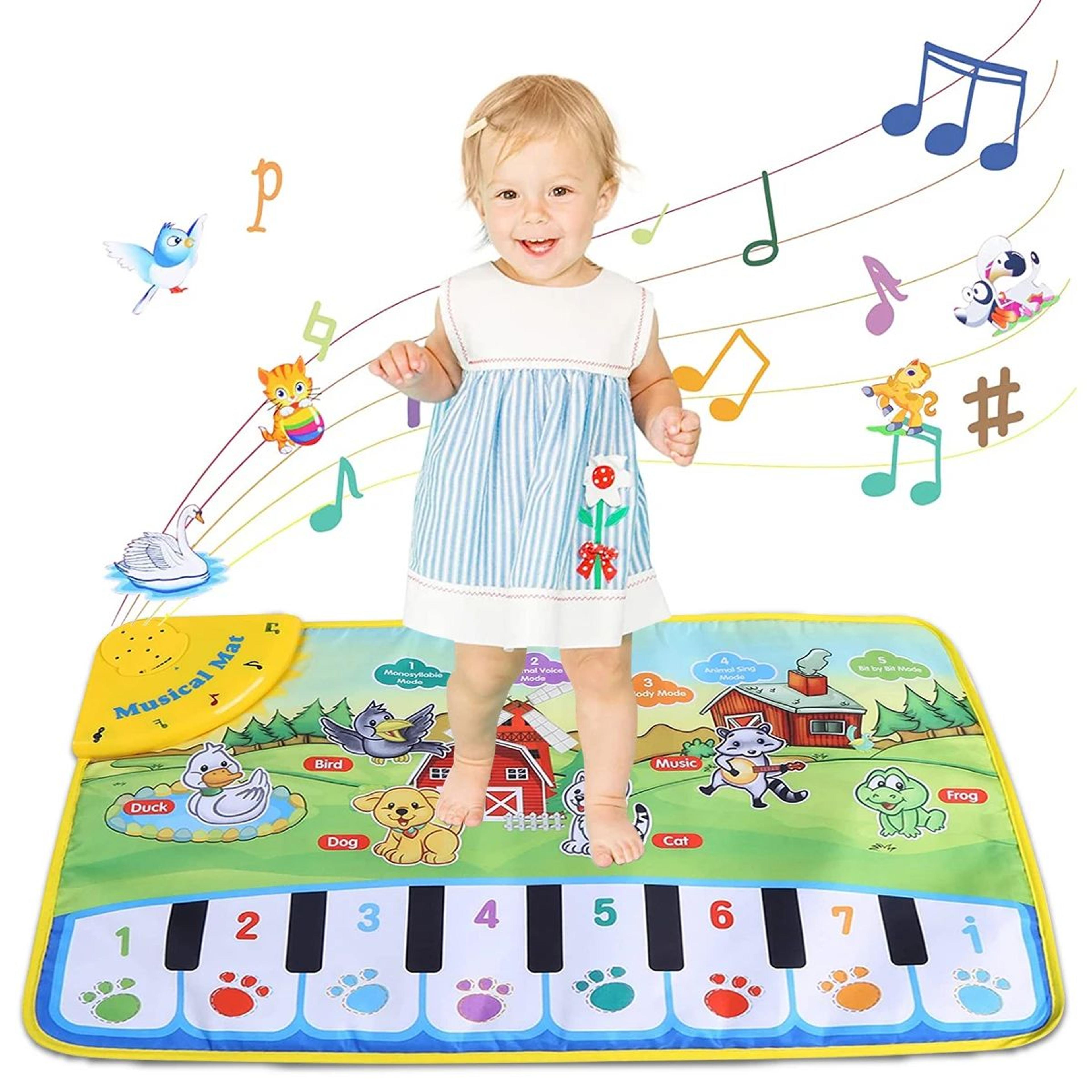musical piano mat for toddlers – 23.6 x 15.4 in floor keyboard dance mat with 8 animal sounds