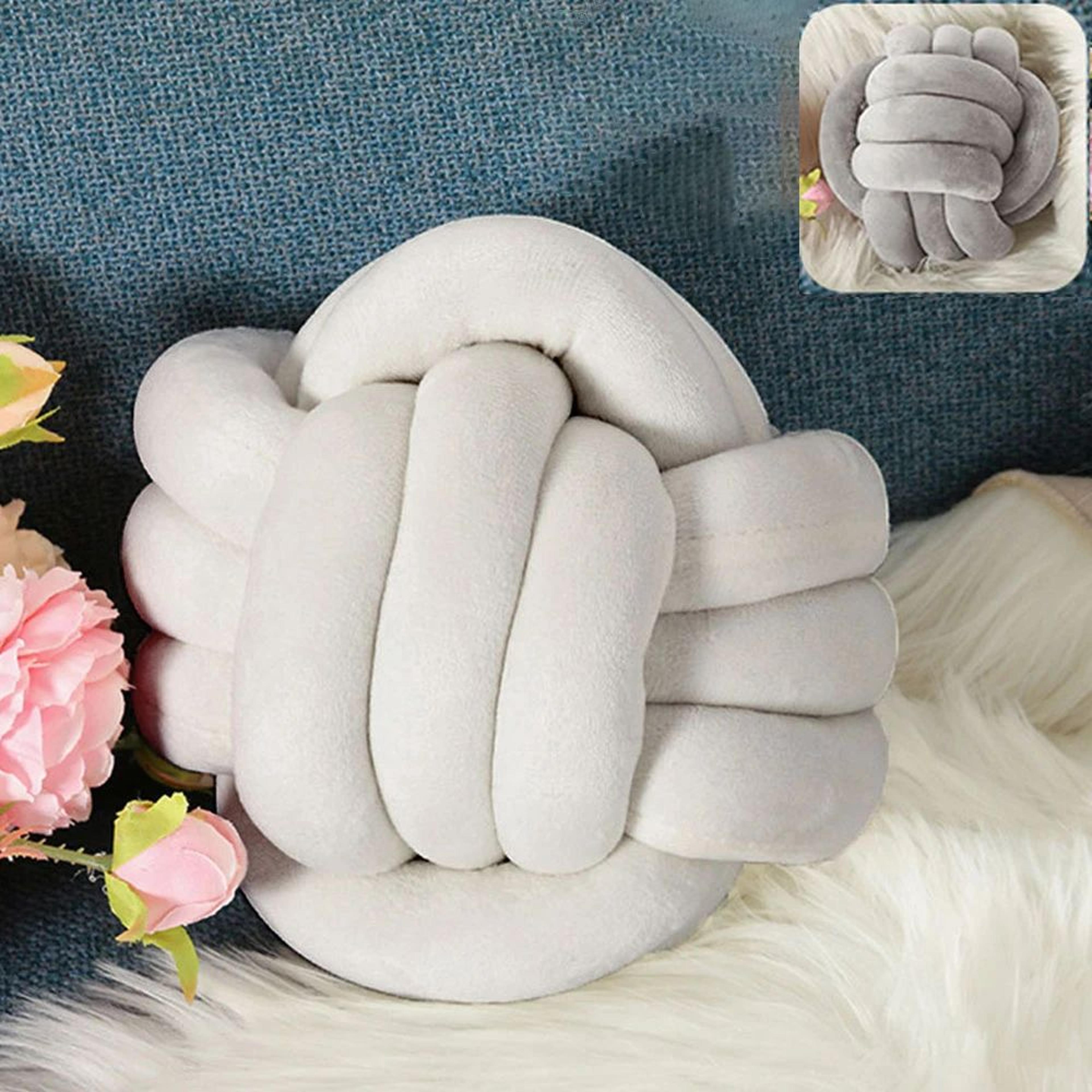 ultra-soft knotted ball pillow – hand-woven round lamb plush throw cushion for sofa, bed & kids room