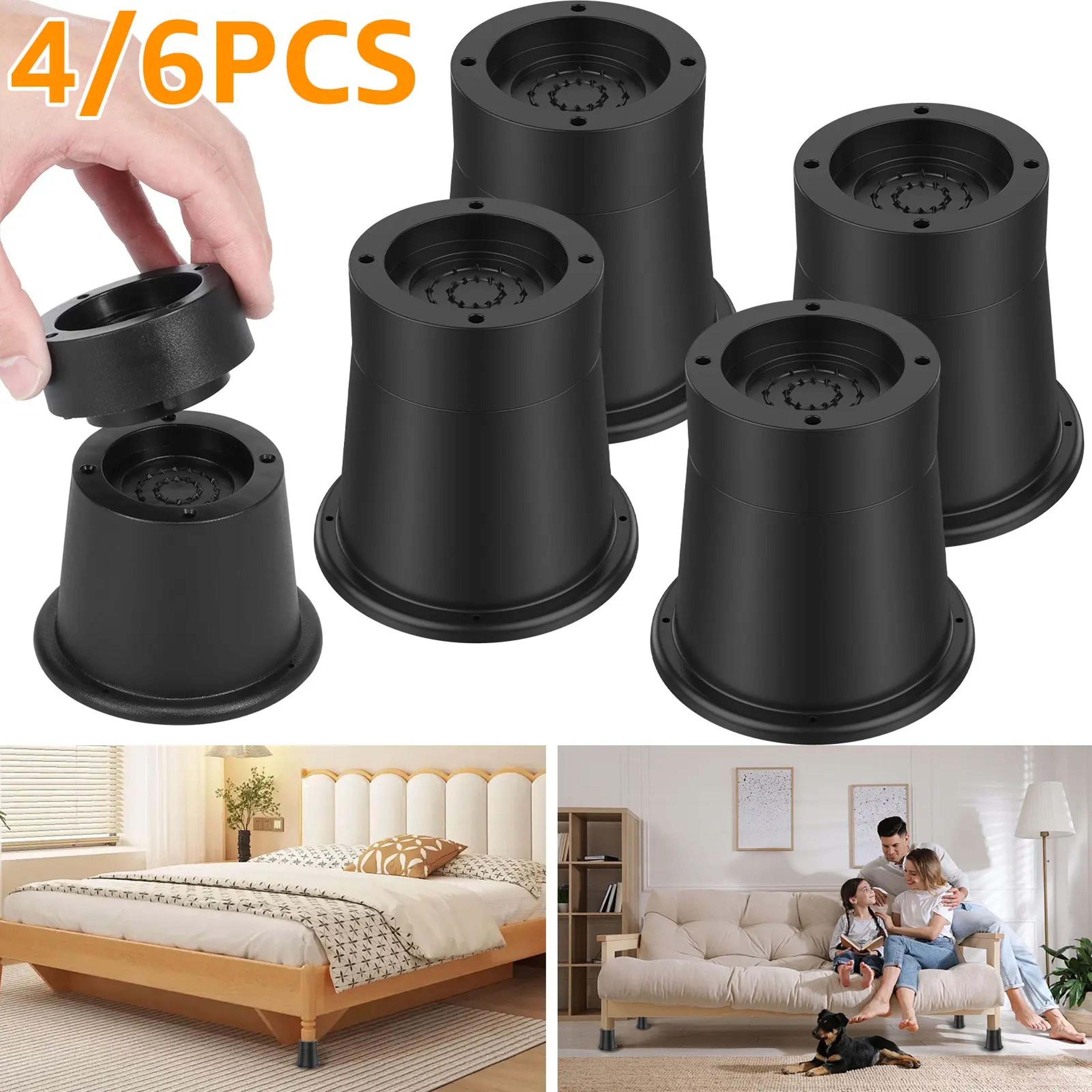 heavy-duty rubber furniture risers (4–6 pack) - non-slip bed risers & chair leg raisers with floor protection