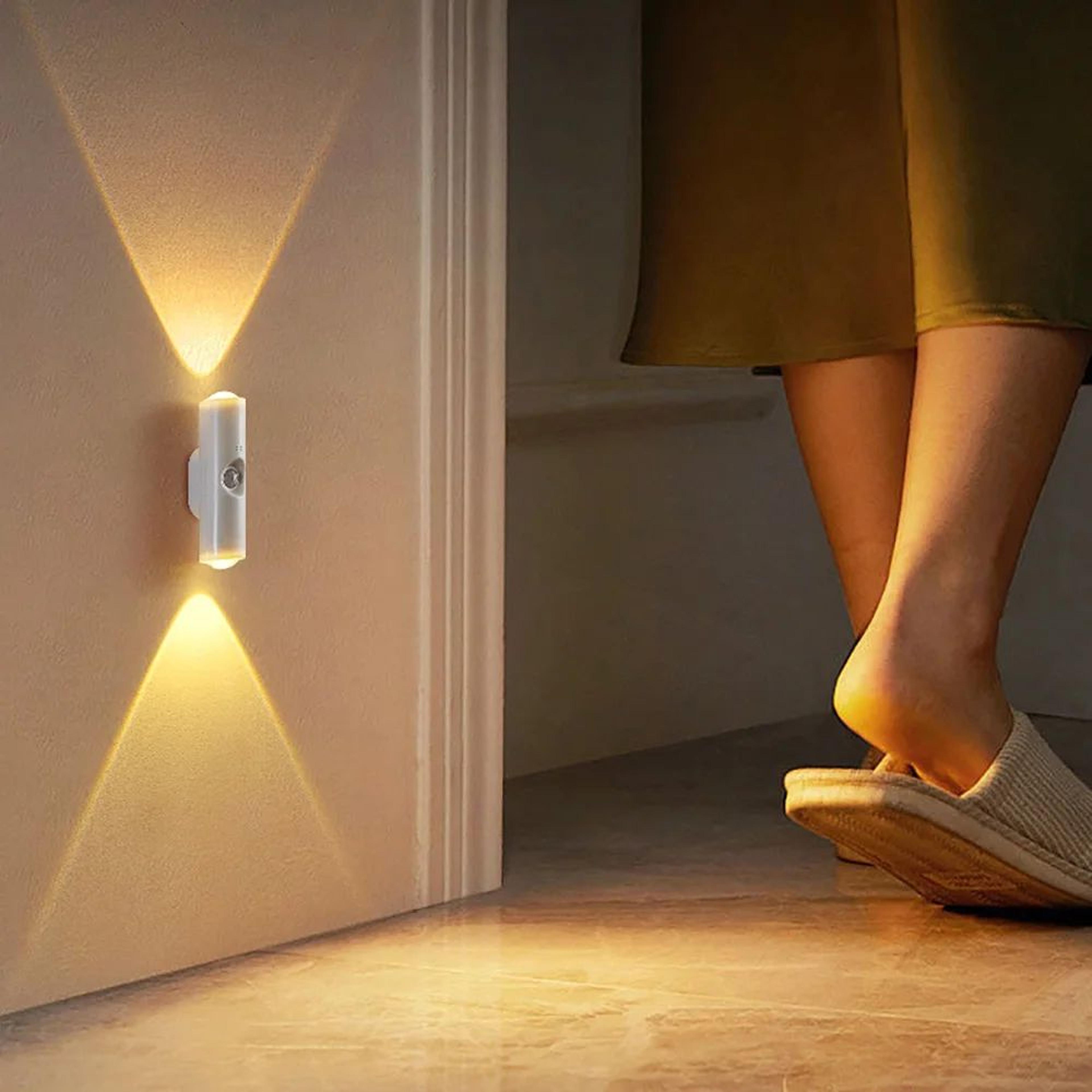 runto rechargeable motion-activated motion sensor led night light with 3-color & rgb led light modes