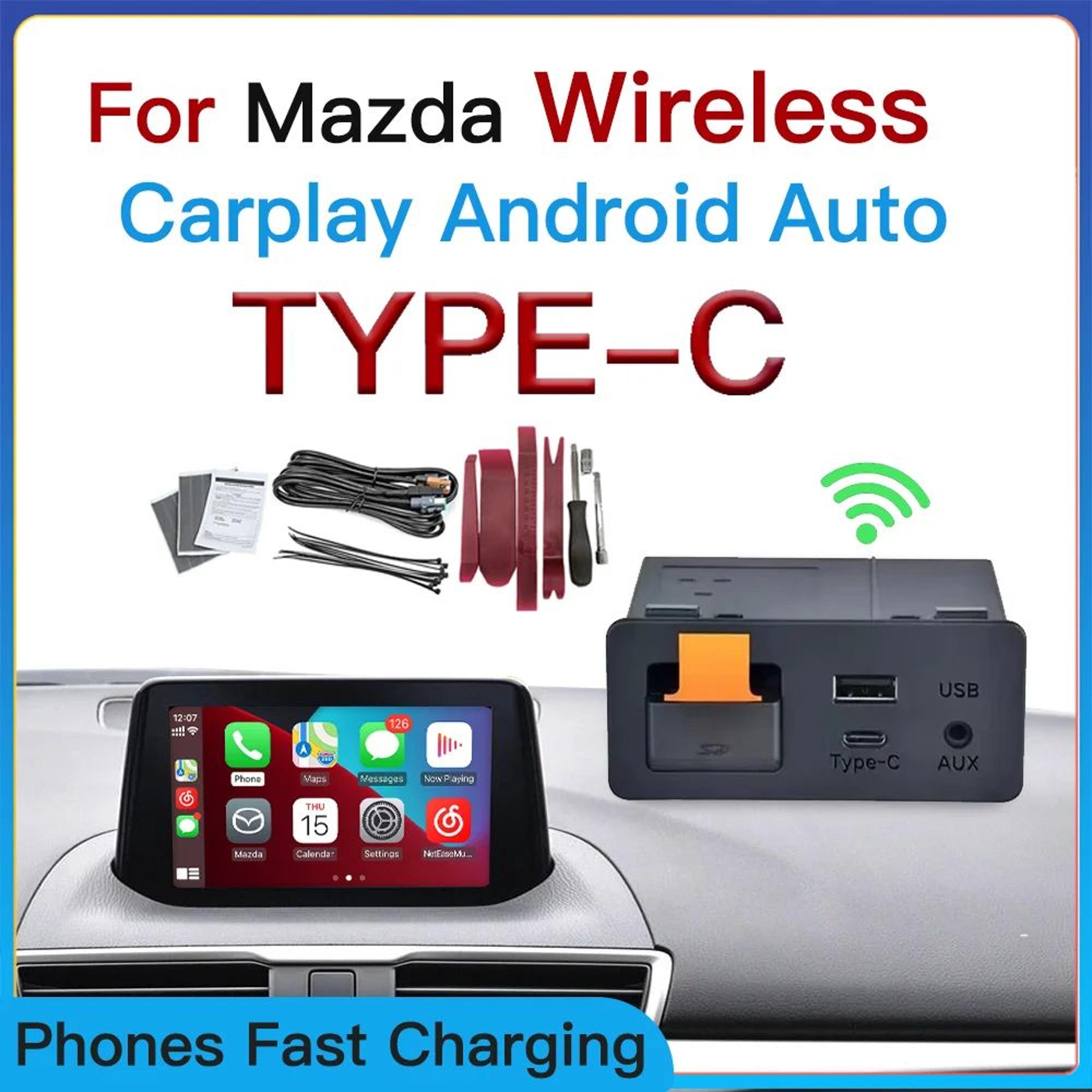 mazda wireless carplay android auto adapter usb type-c retrofit hub