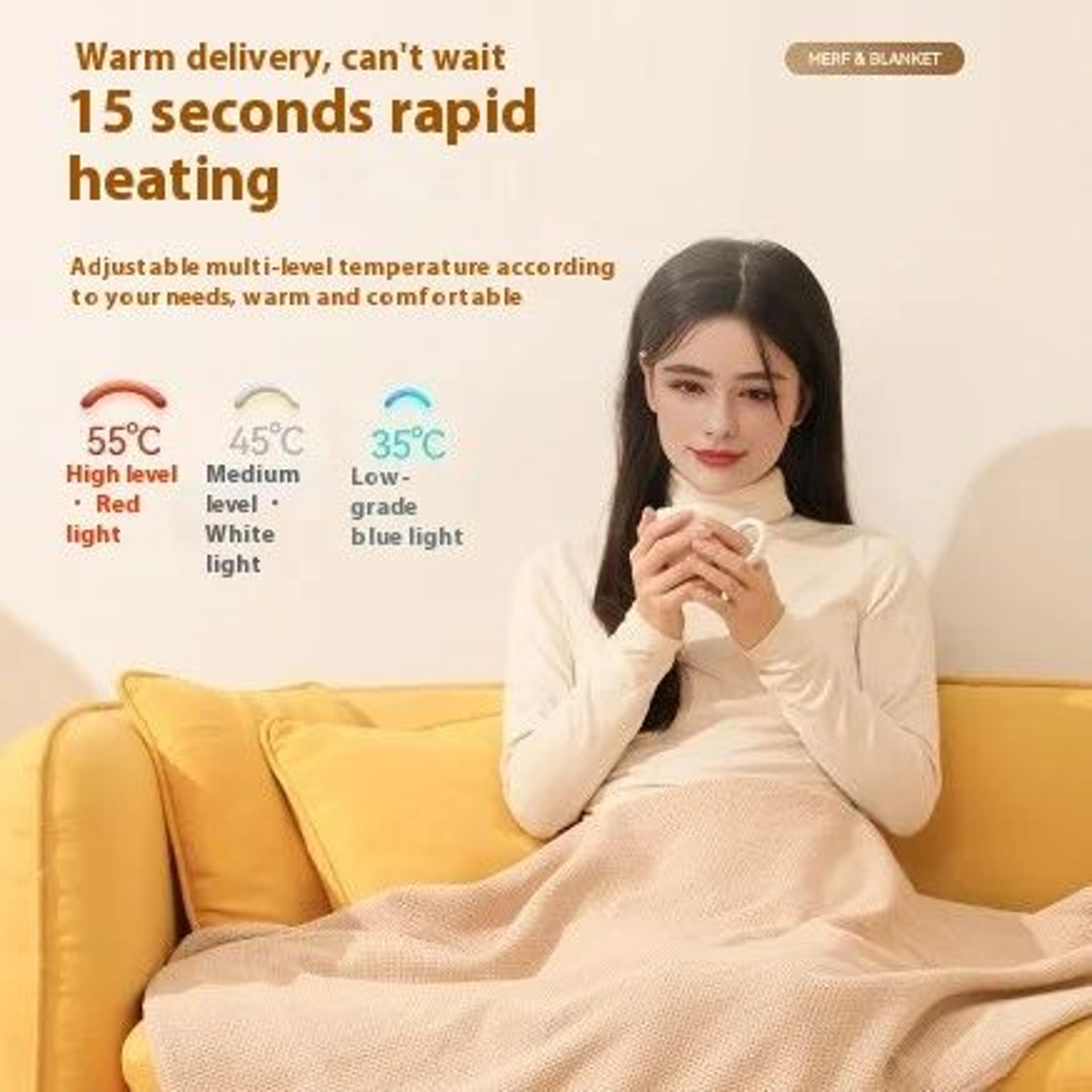 usb heated shawl blanket wrap – wearable electric heated throw blanket for women & travel comfort