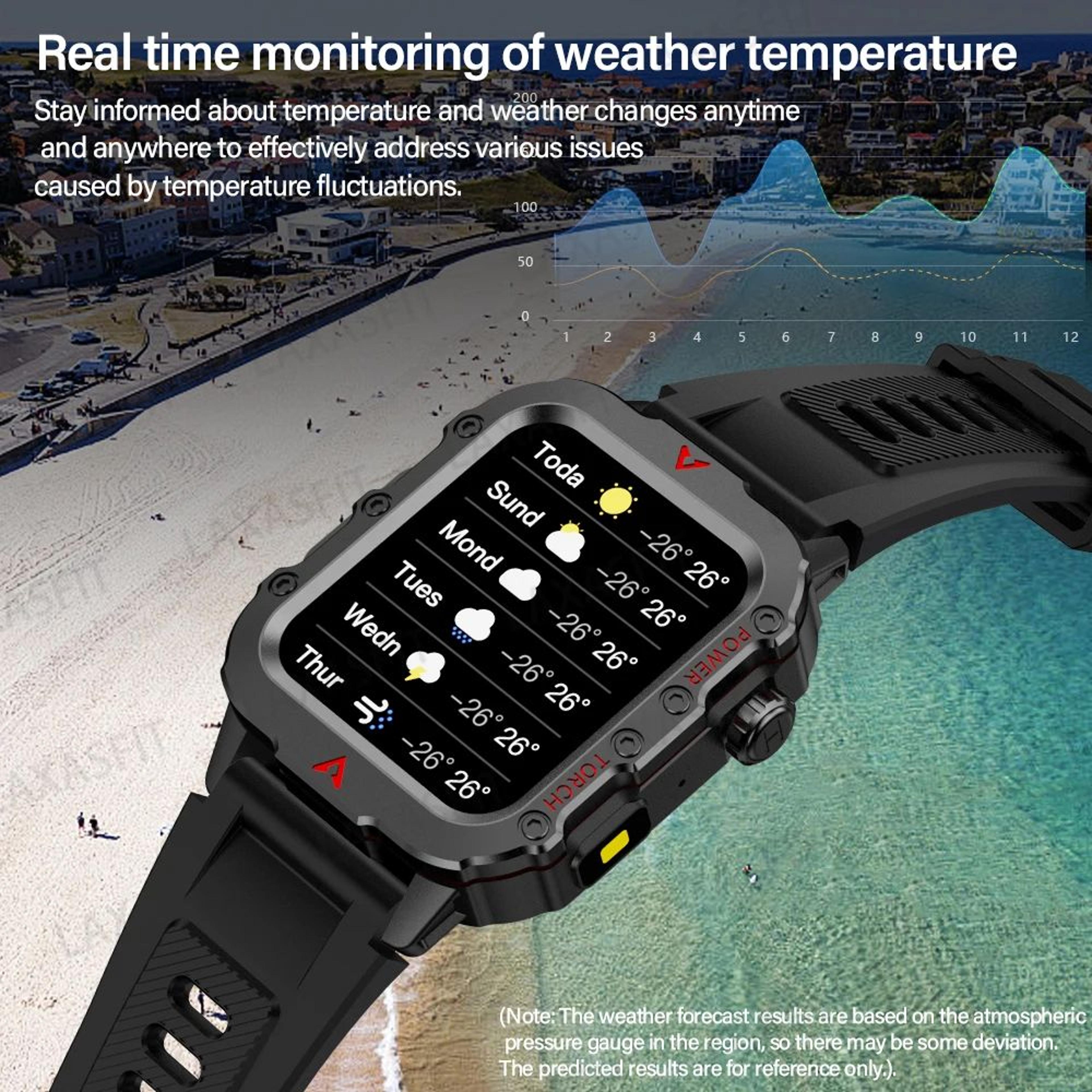 laxasfit outdoor pro health & sport smartwatch – led flashlight fitness tracking wristwatch