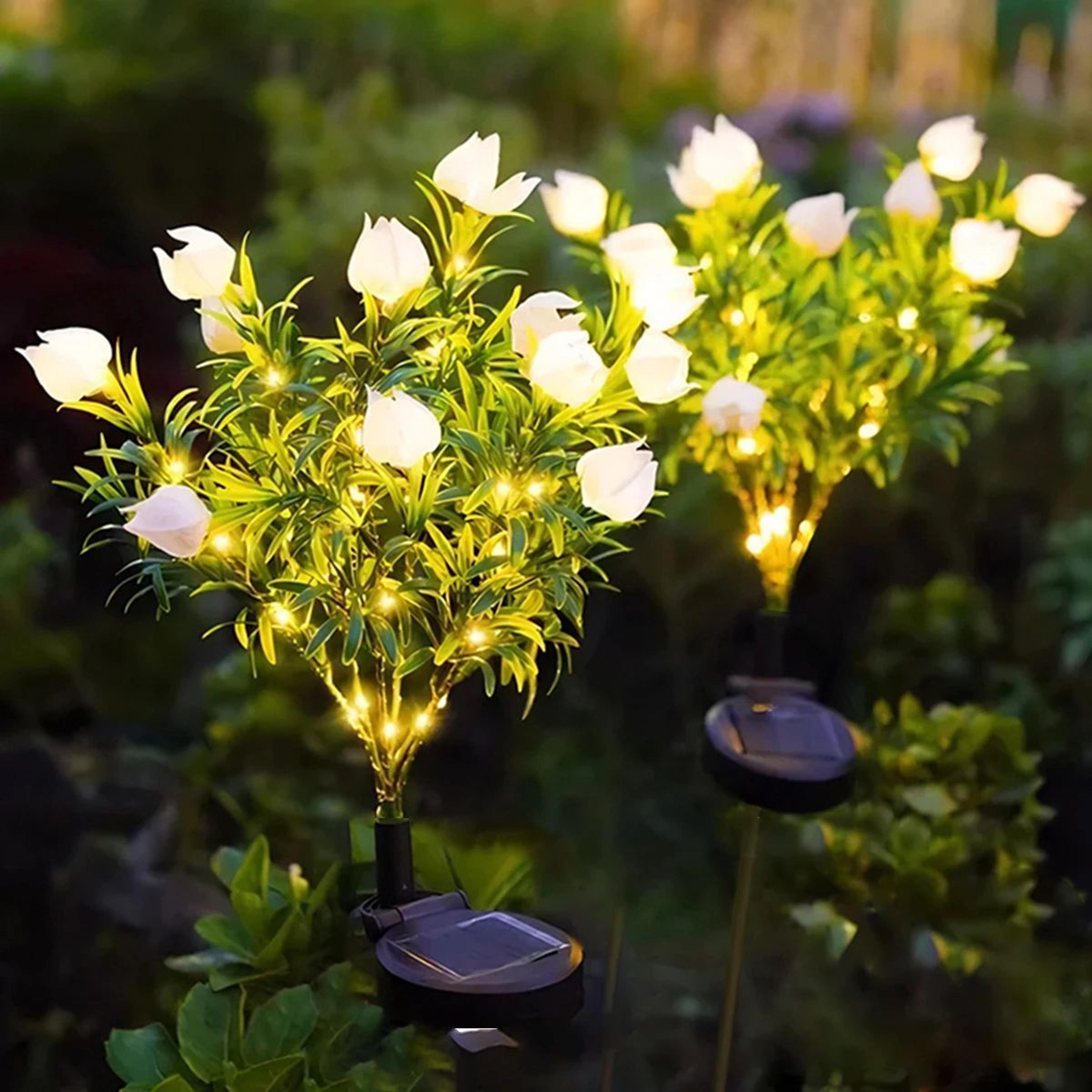 solar gardenia flower light – warm white outdoor solar garden lamp for lawn & garden decor