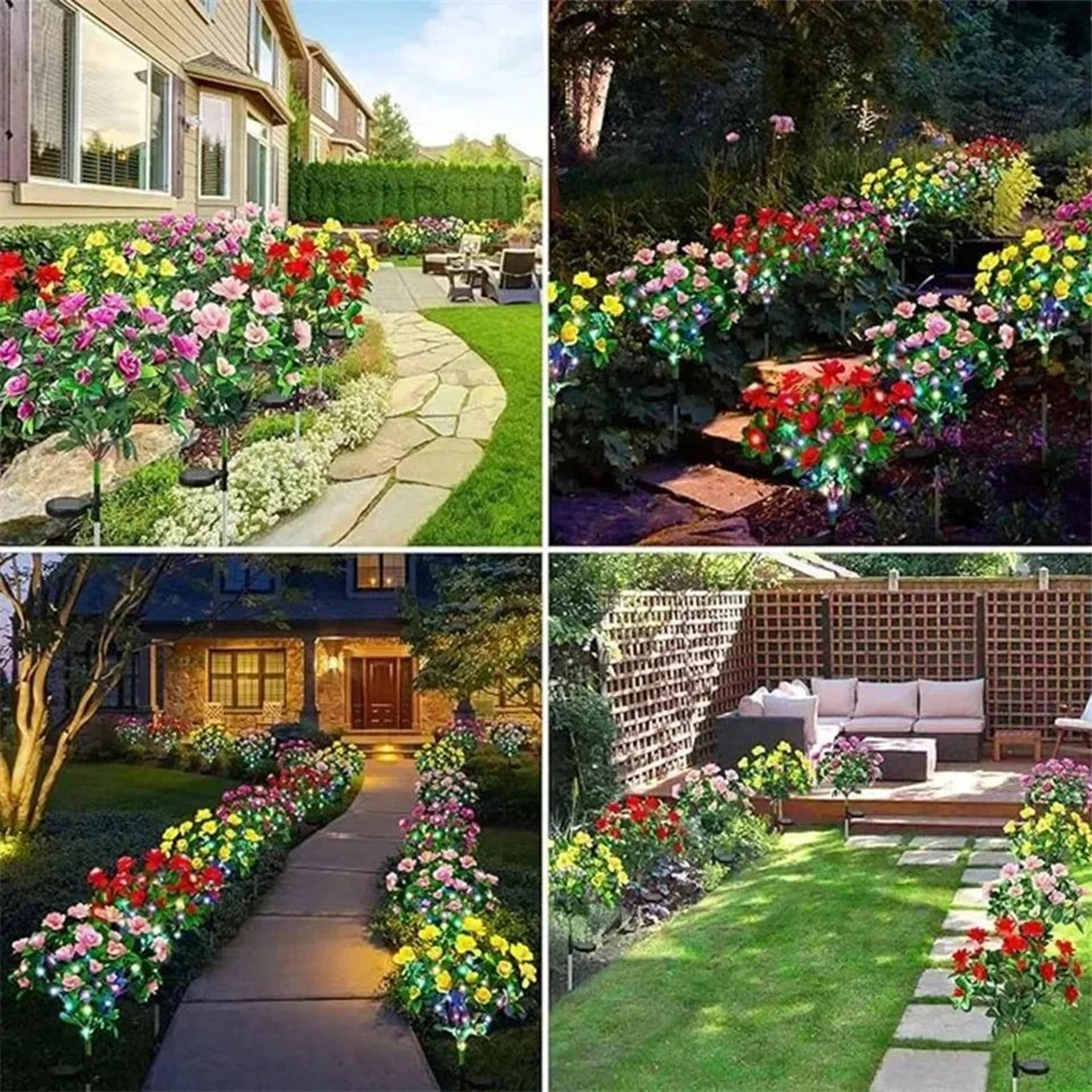 solar azalea flower garden lights – waterproof led outdoor landscape lighting