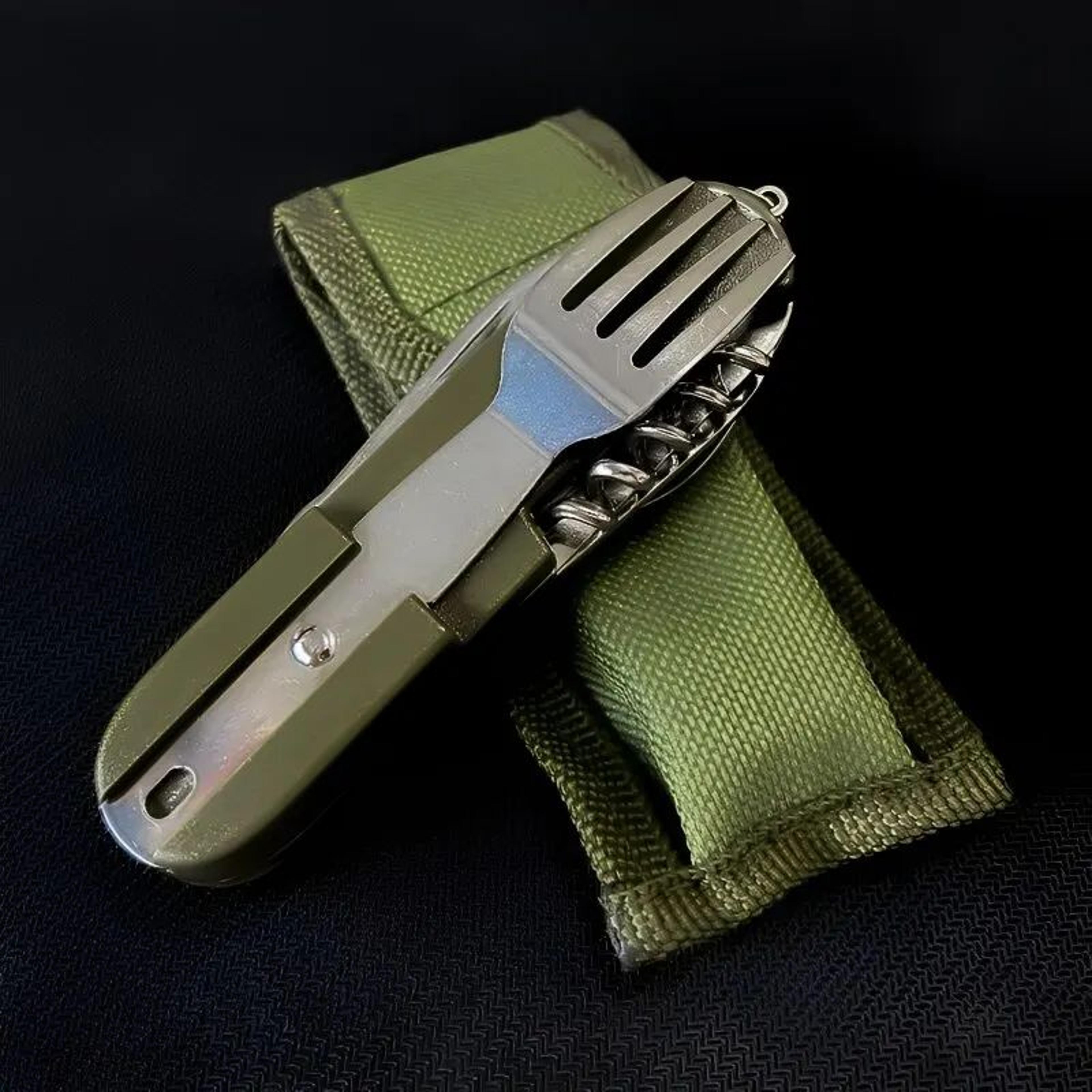trailmate 7-in-1 stainless steel camping utensil set