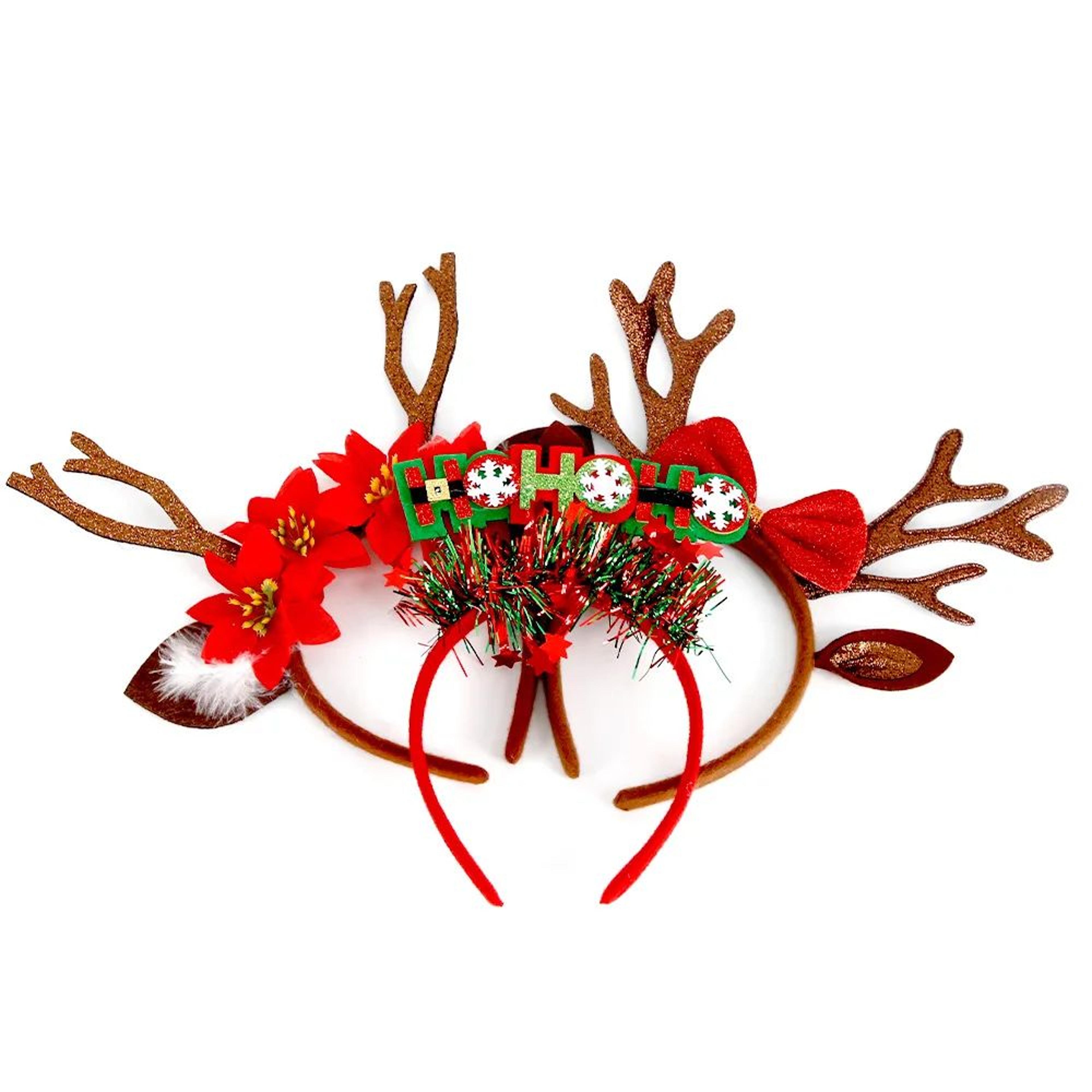 festive chic christmas antler headbands – holiday hair accessories for women & girls
