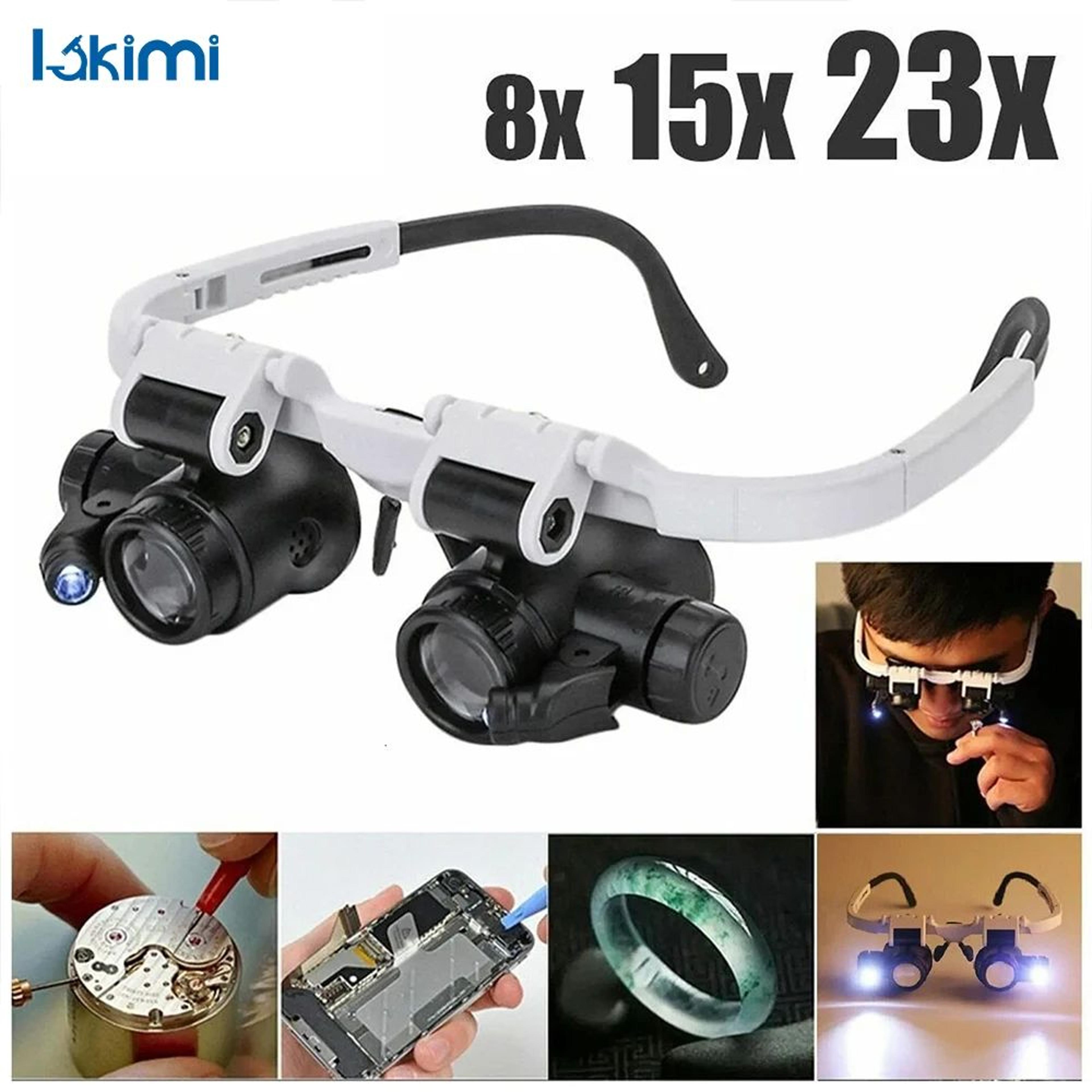 precisionview led headband magnifying glasses – adjustable 2x–23x headband magnifier for jewelry & repair
