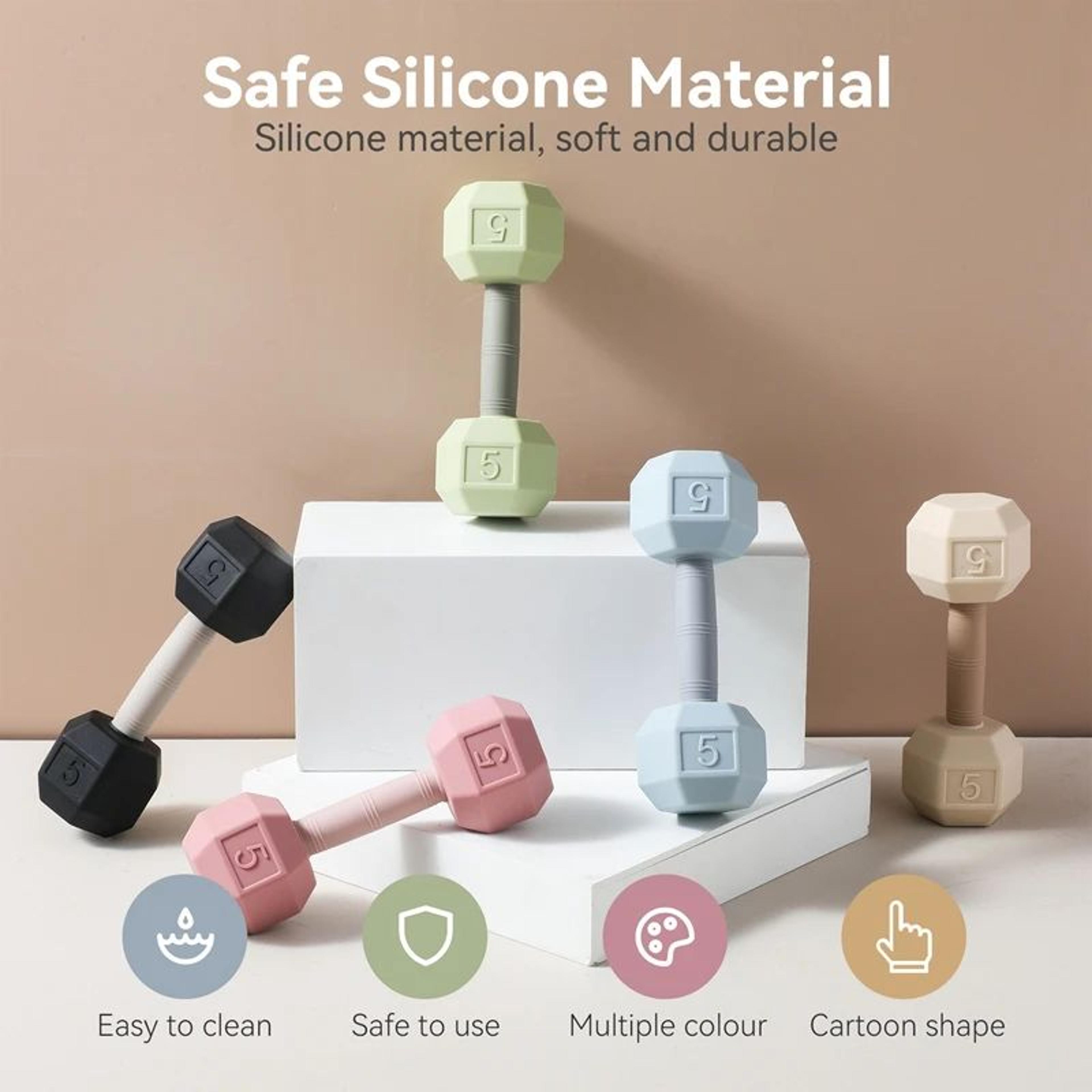 ultimate baby silicone teething dumbbell rattle – sensory relief & development toy