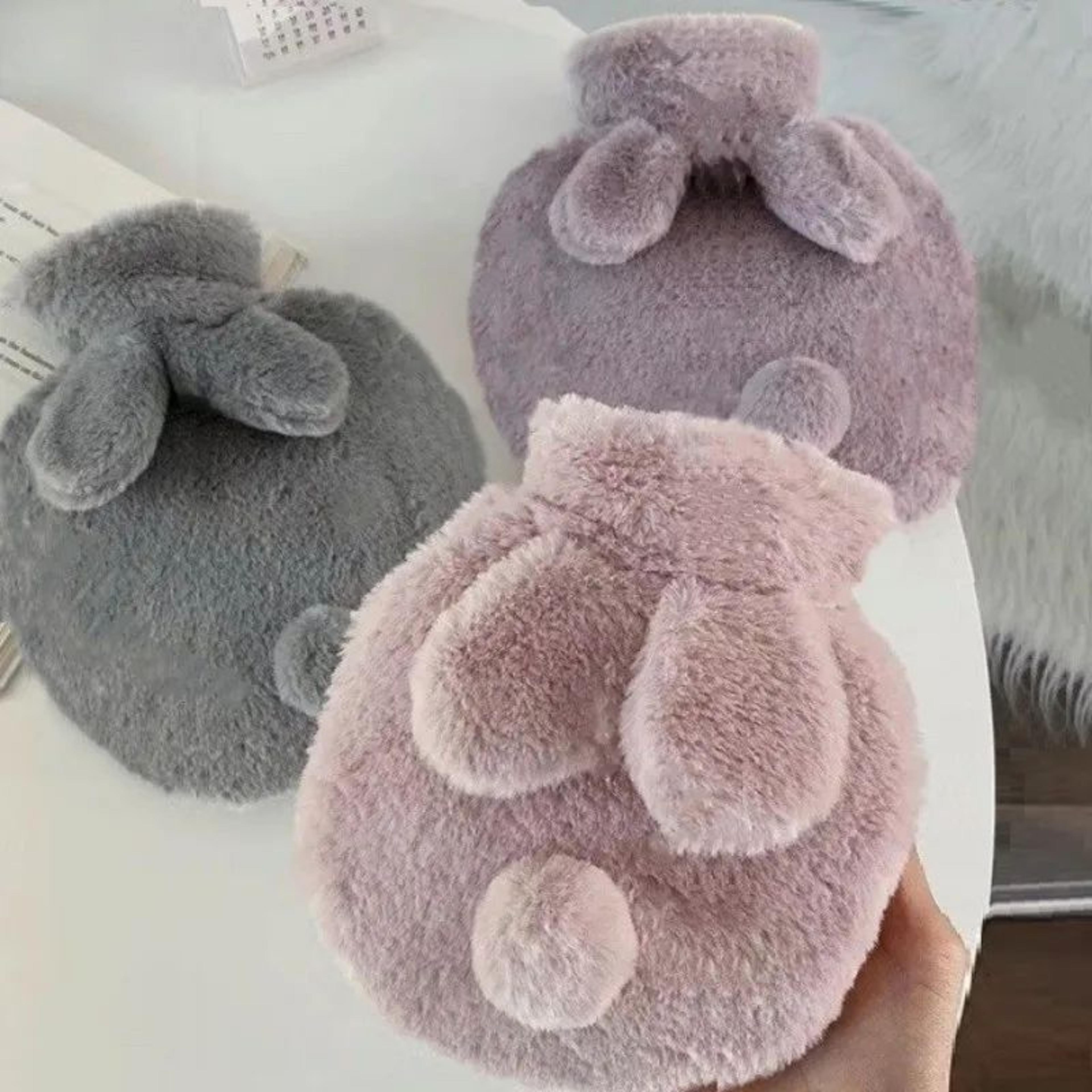 snugglebunny 300ml plush hot water bottle – cute rabbit hand & feet warmer with soft cover