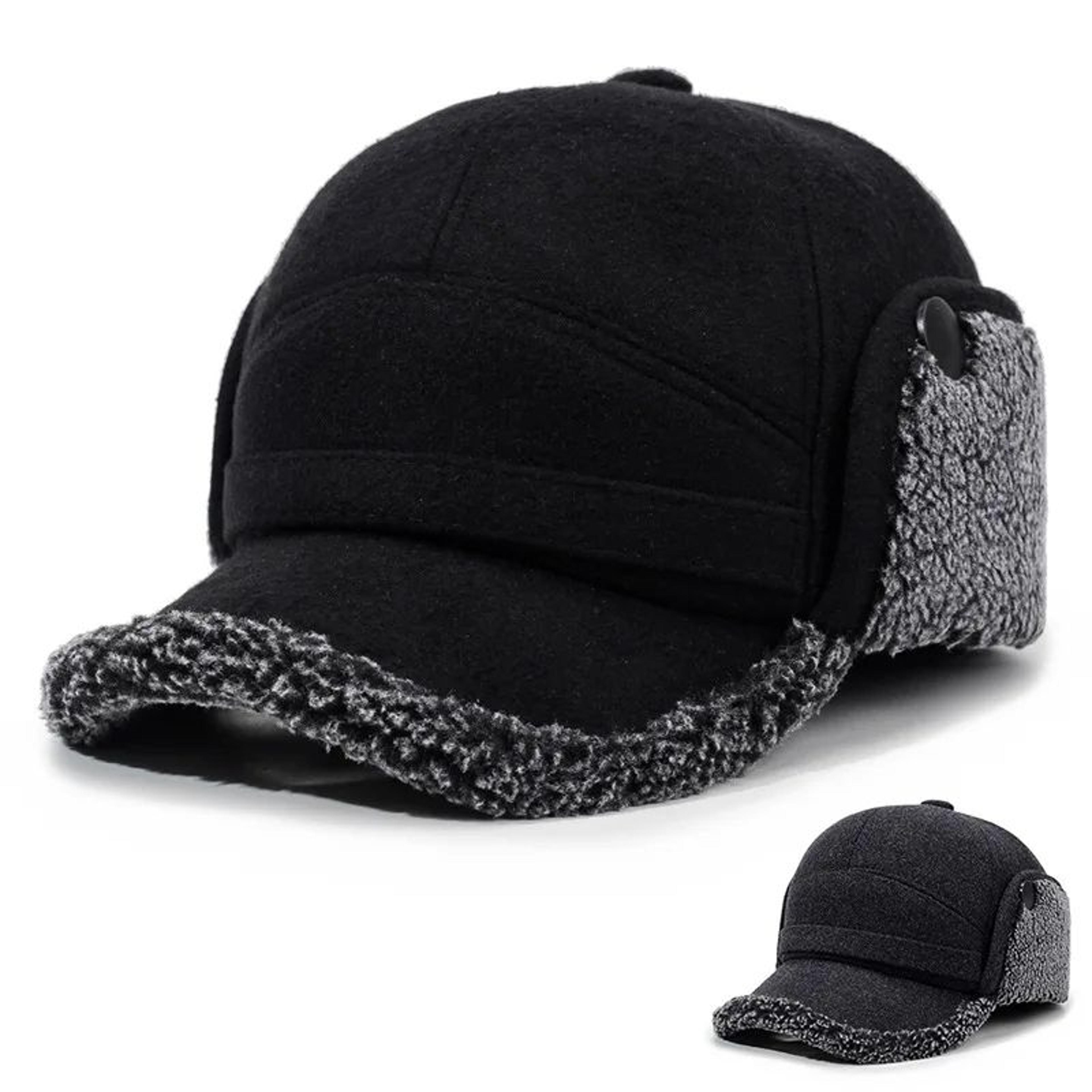 mens fleece baseball cap with ear flaps – warm lei feng winter hat for outdoors