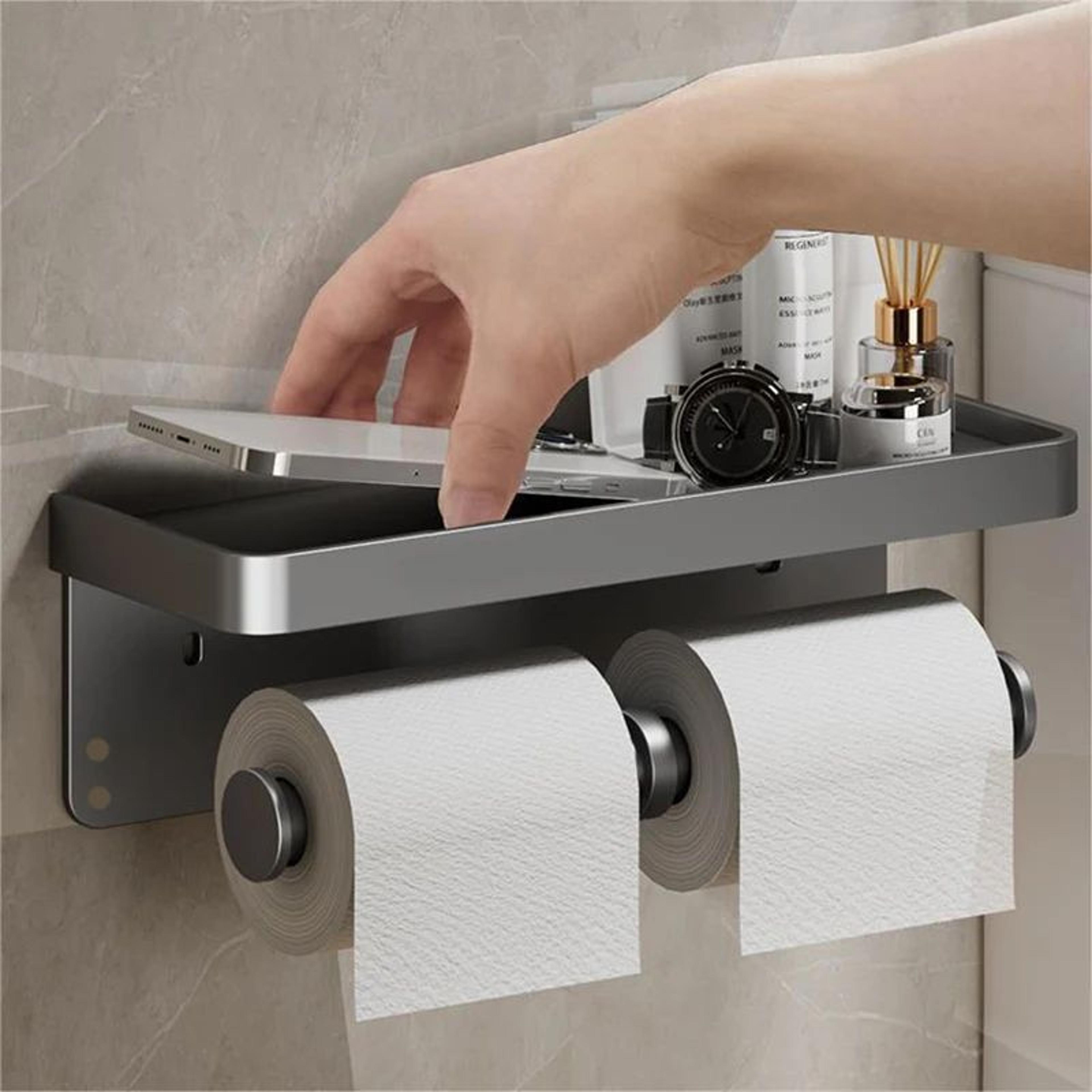 matte aluminum wall mounted toilet paper holder – modern bathroom tissue rack