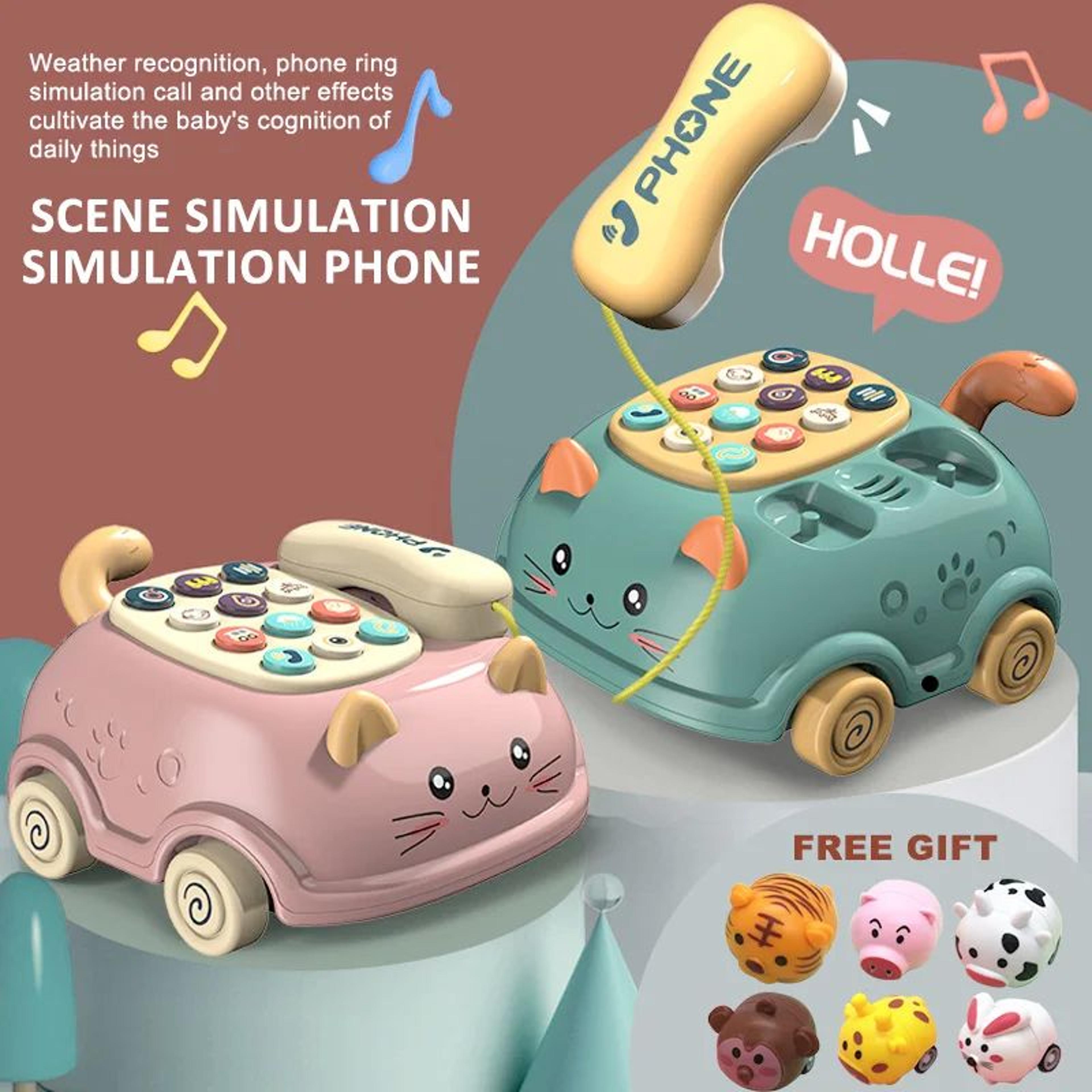 montessori musical pull-along phone toy with soft lights (baby learning toy)