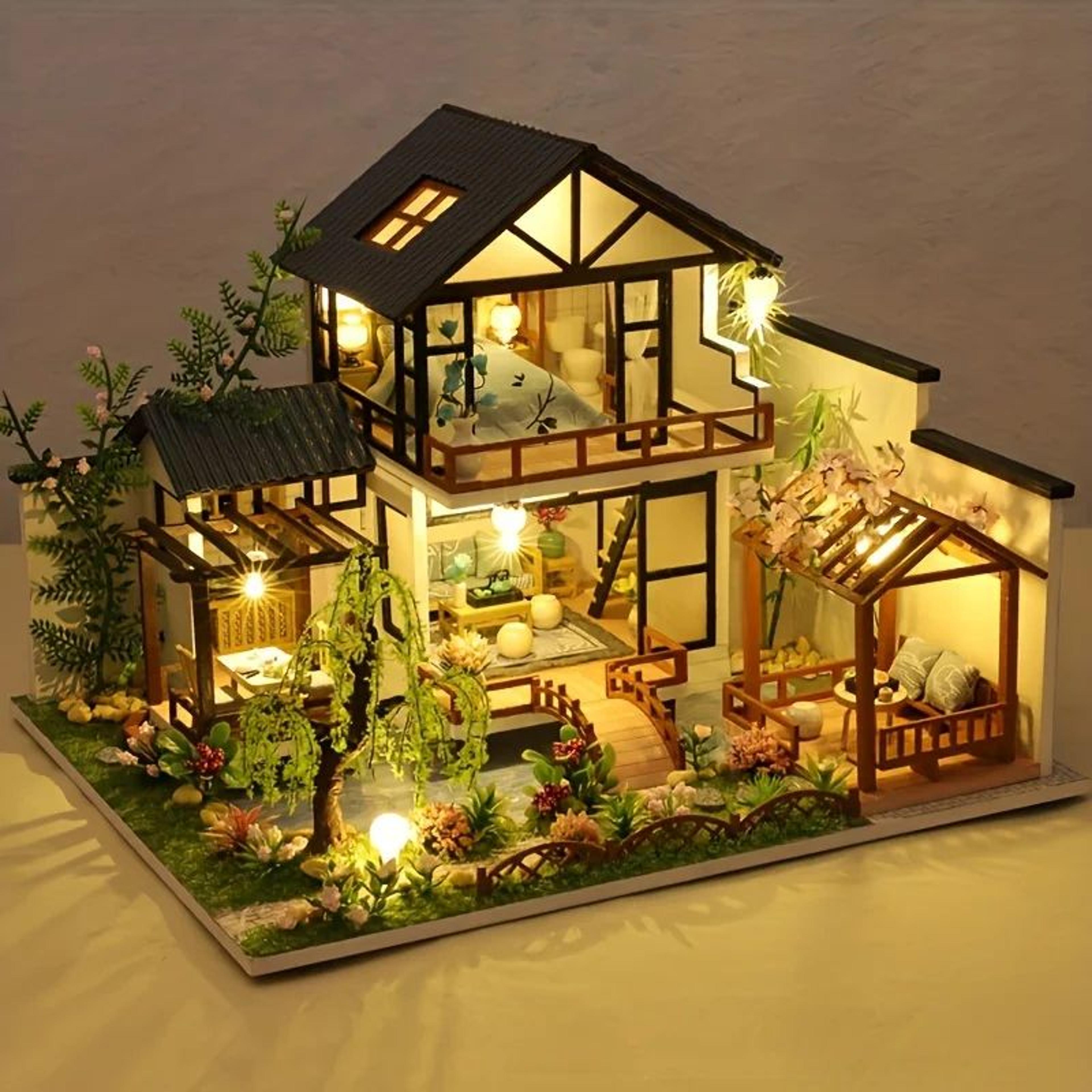 enchanted diy wooden doll house 3d puzzle kit for adults & teens