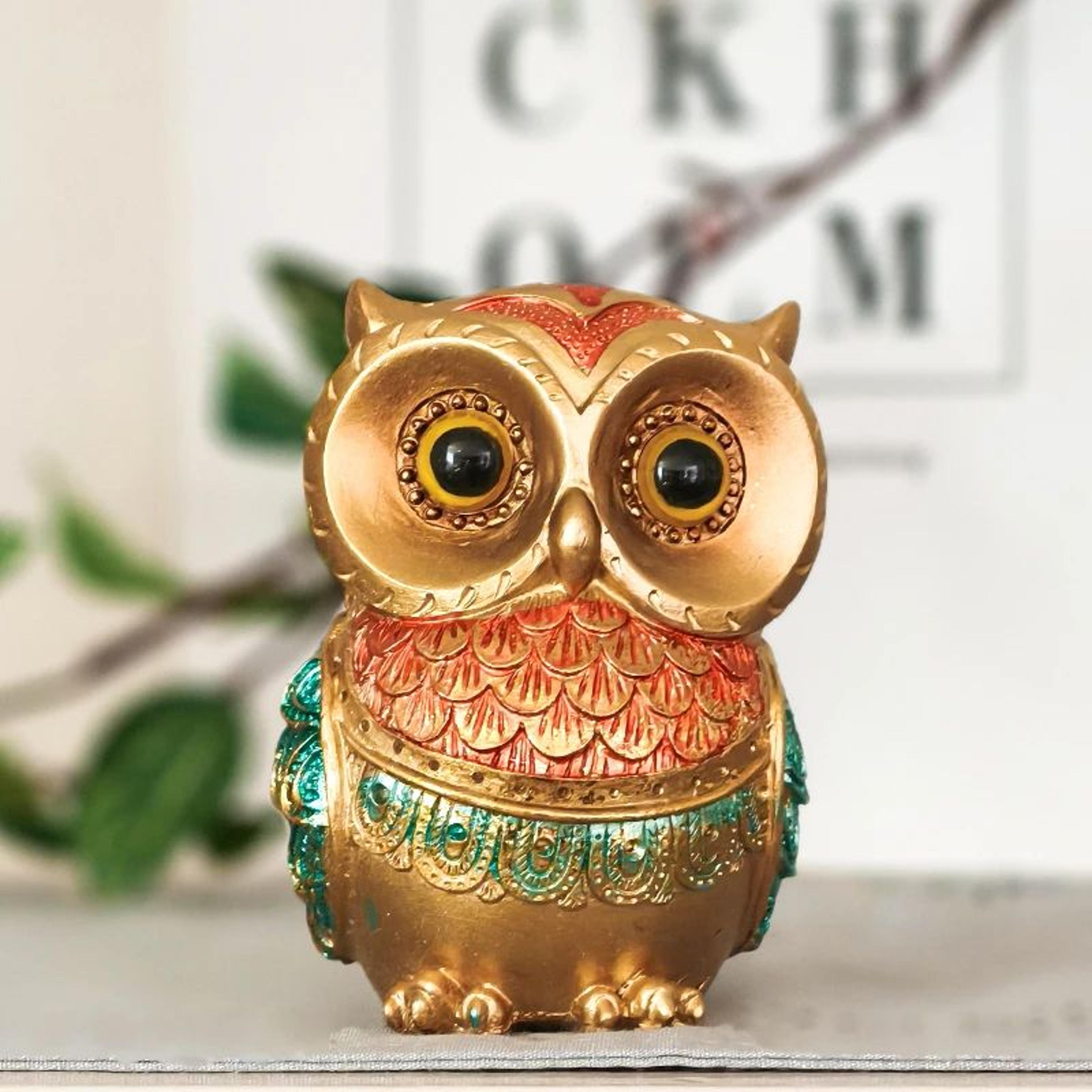 elegant resin owl sculpture – luxury owl decor accent for living room & office