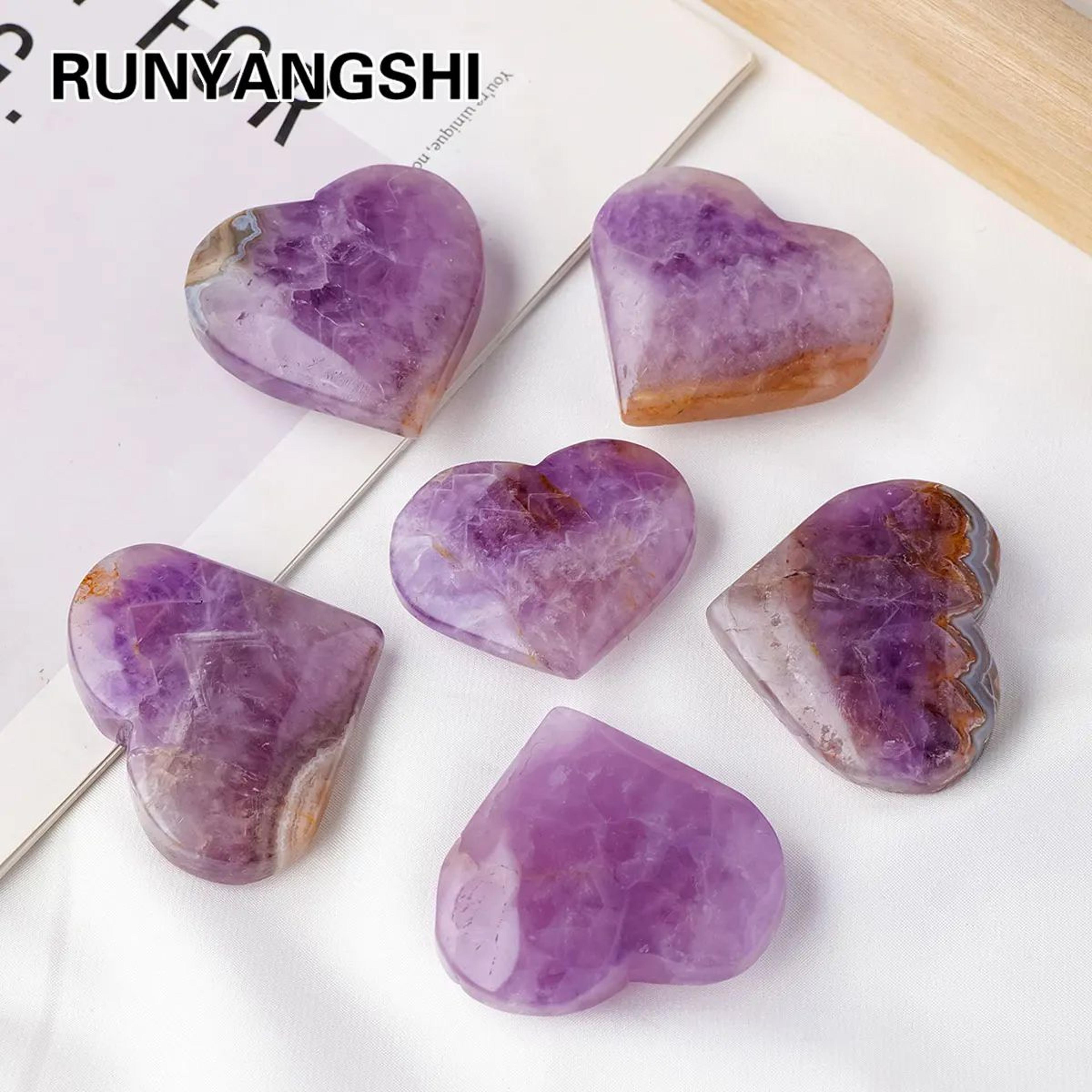 natural amethyst crystal heart – druzy reiki healing crystal for meditation & feng shui decor