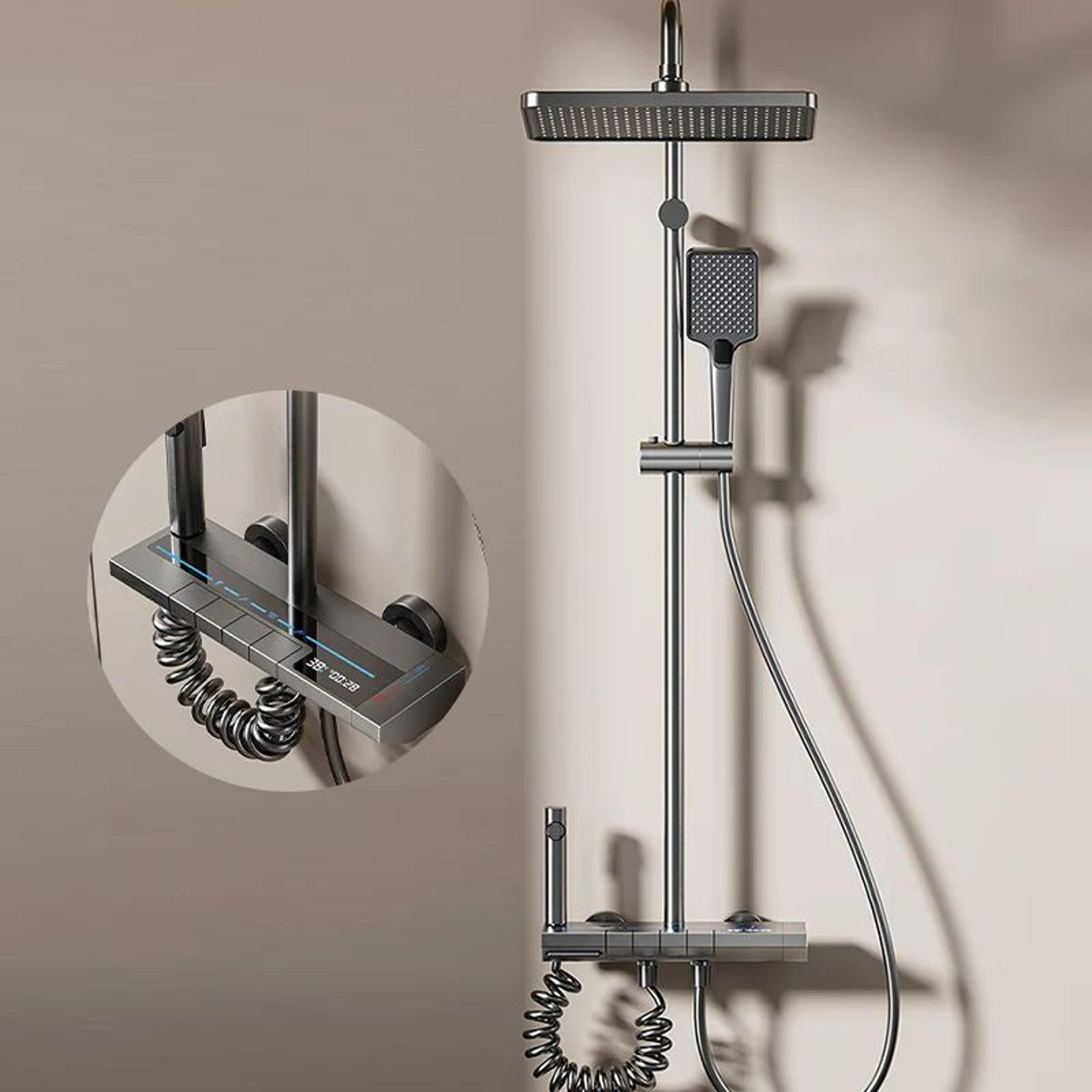 lumiflow digital thermostatic shower system with led display and rainfall shower head