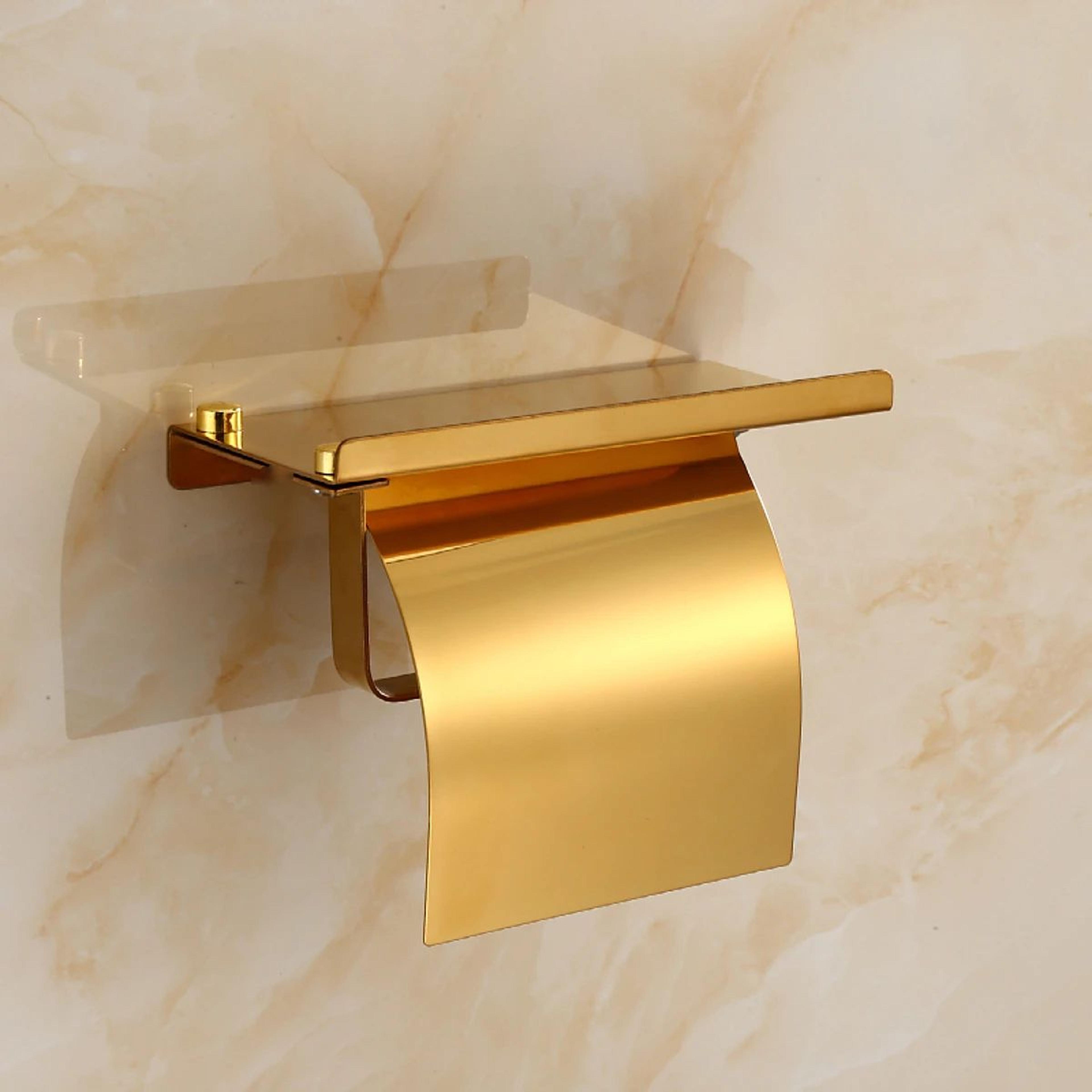 brushed stainless steel freestanding toilet paper holder with storage rack