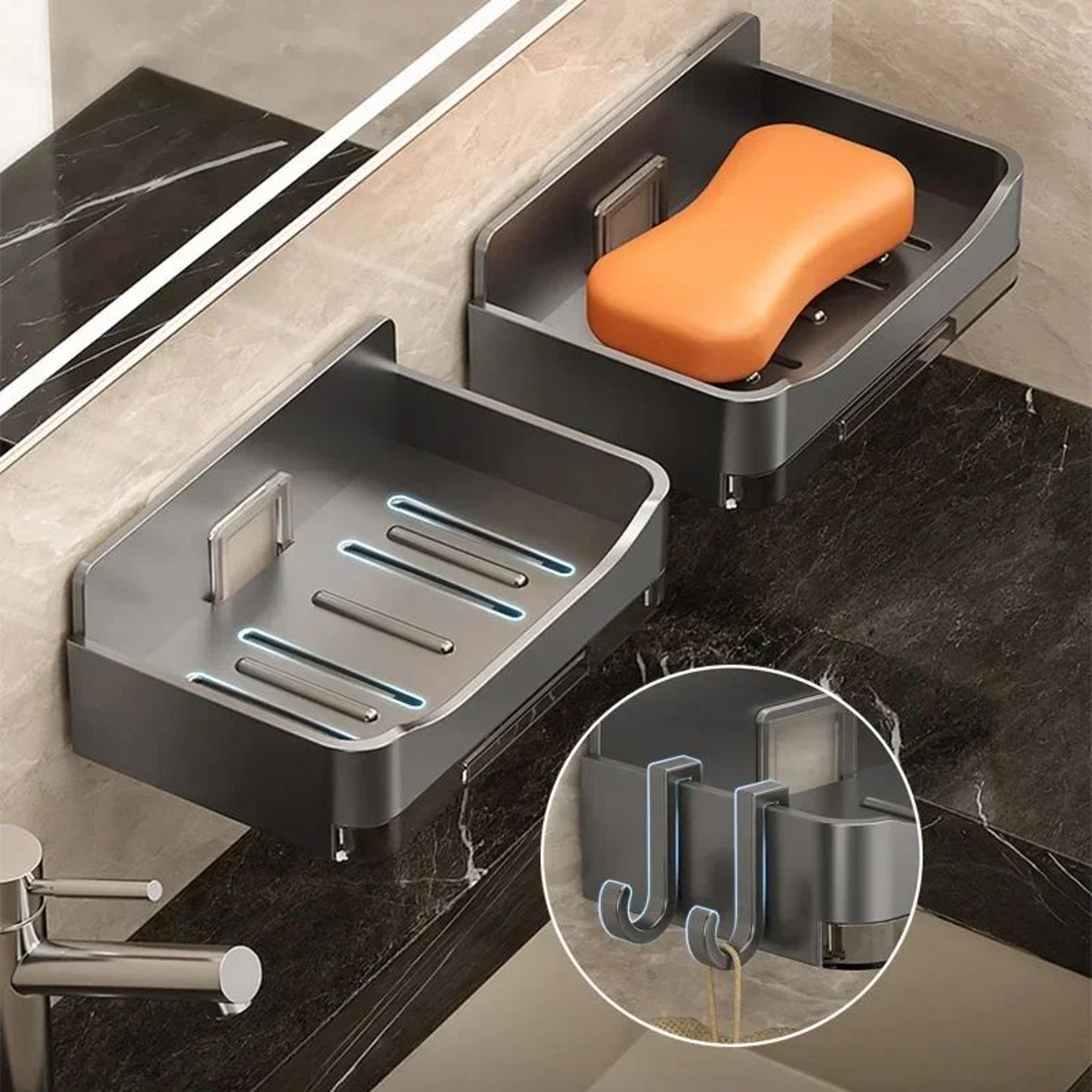 aqualift wall mounted soap holder – self draining bathroom soap organizer
