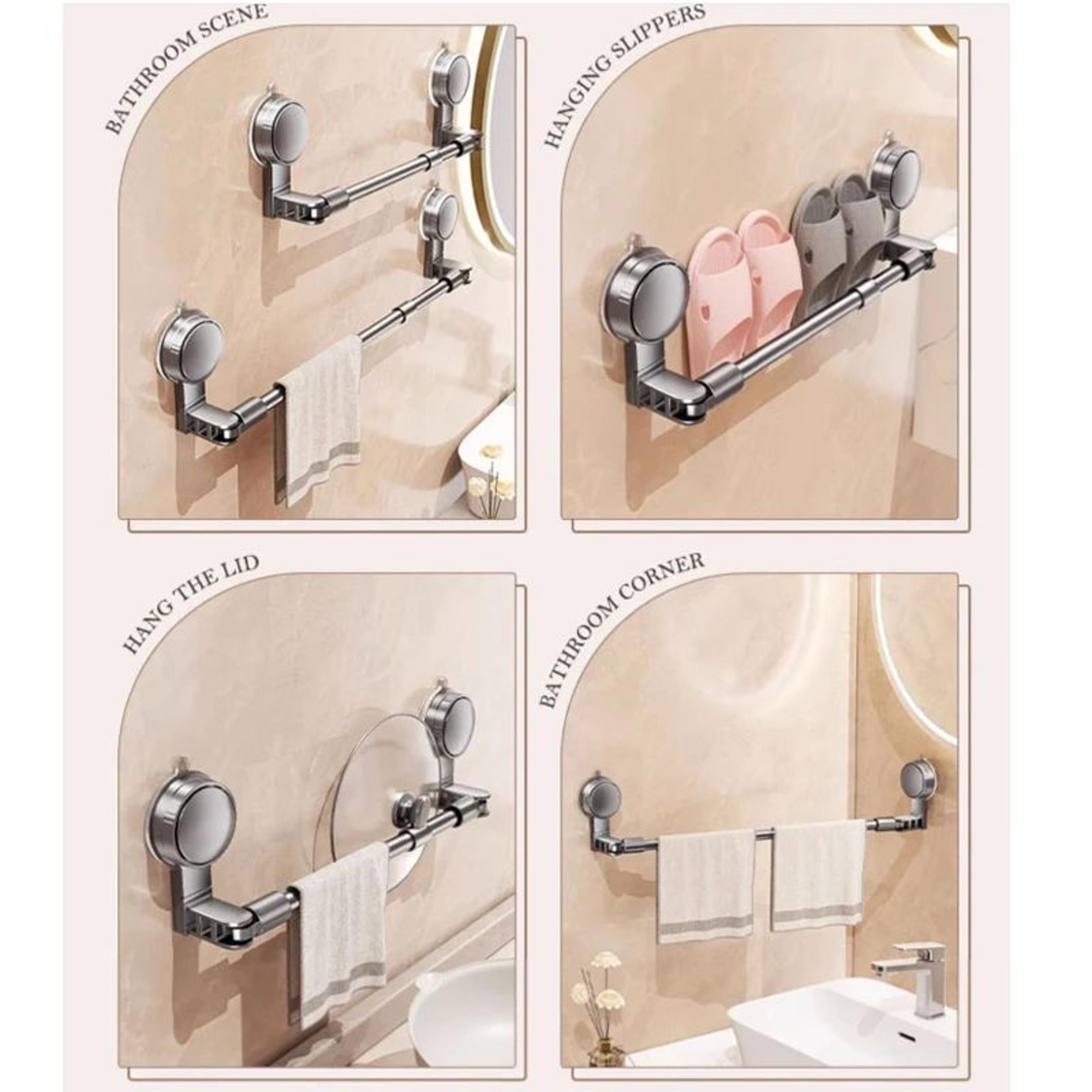 flexigrip suction cup towel bar – no-drill retractable bathroom & kitchen wall rack