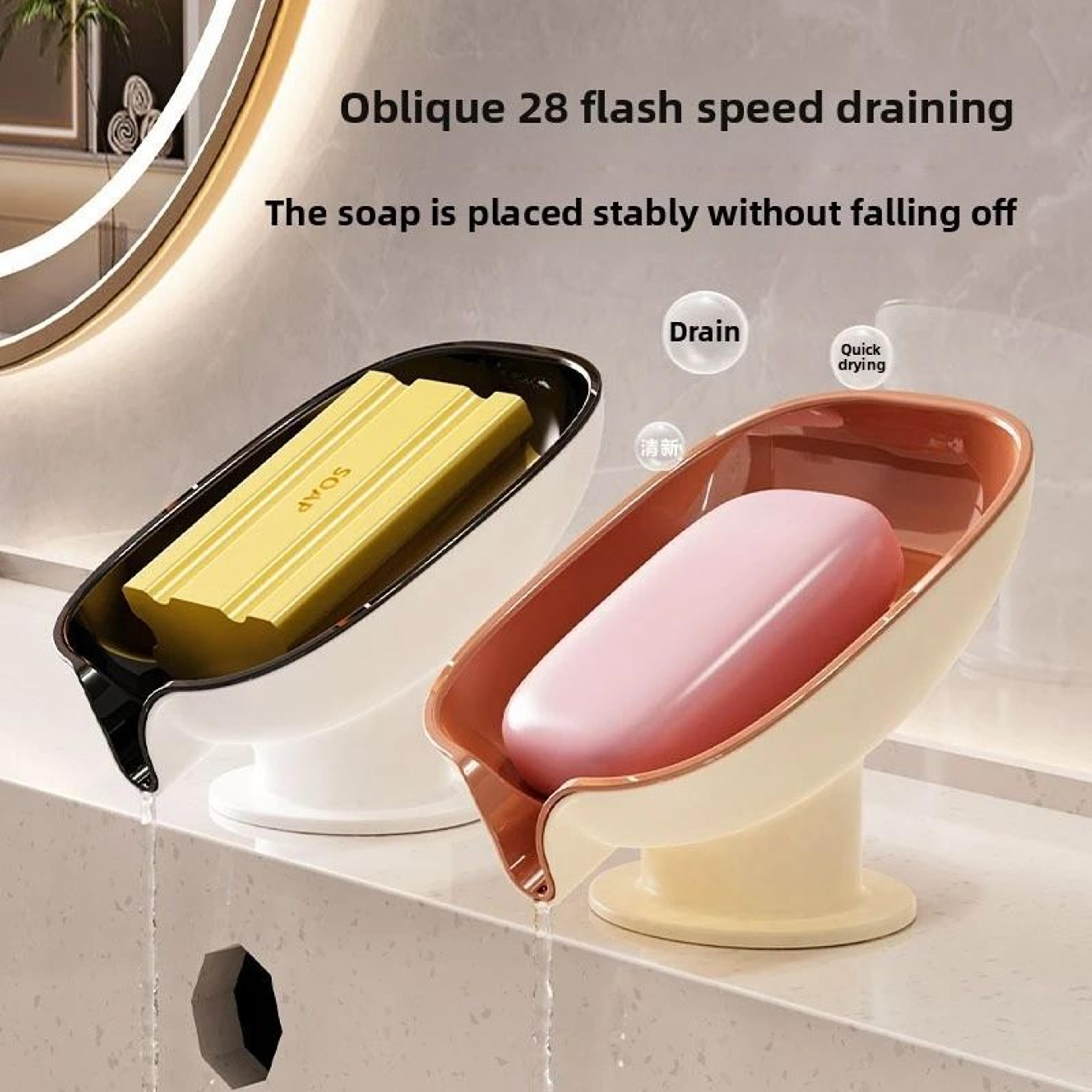 aqualift wall-mount suction cup soap holder with drain tray – no drill bathroom shelf