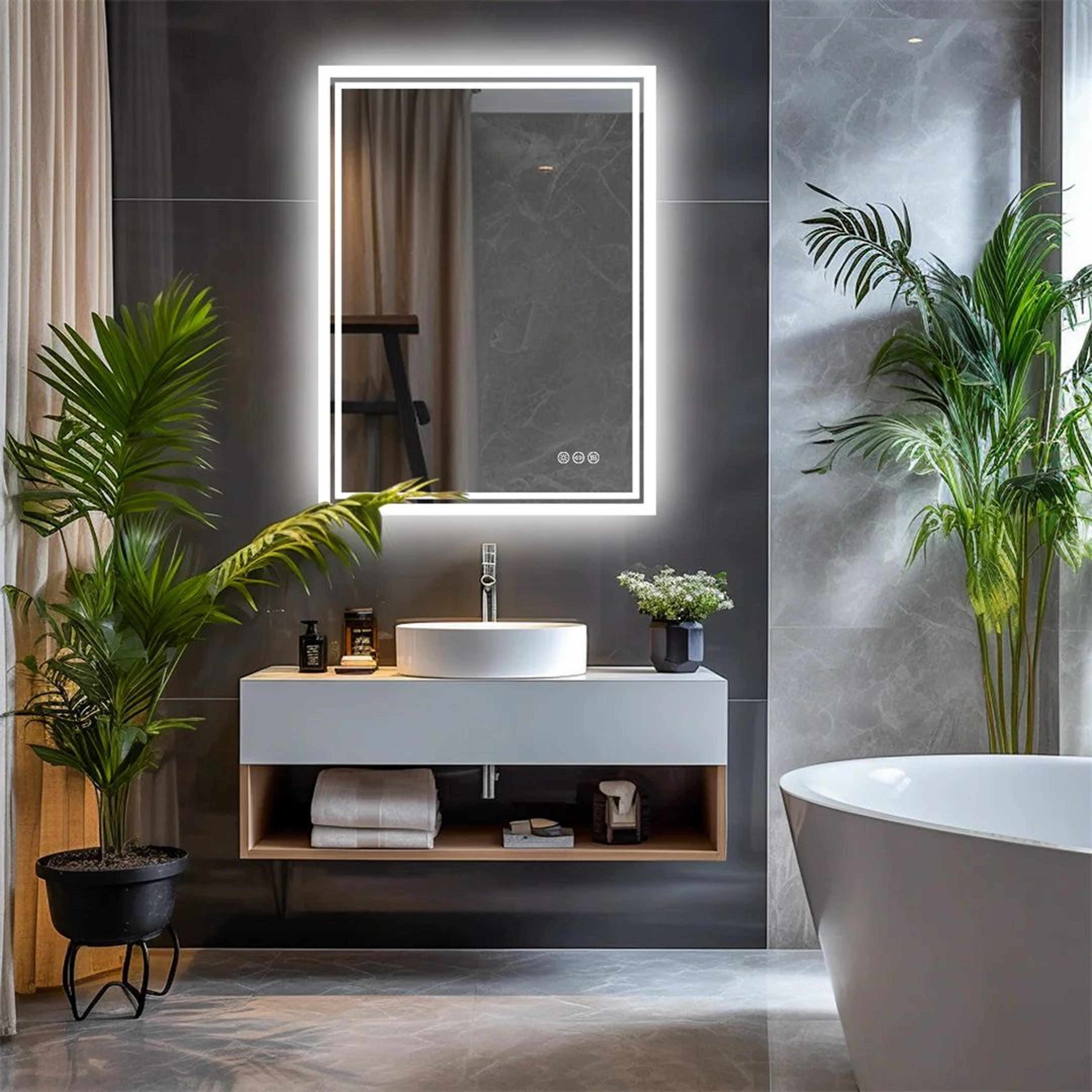 luvodi illuminated led bathroom mirror with anti-fog & dimmable touch control