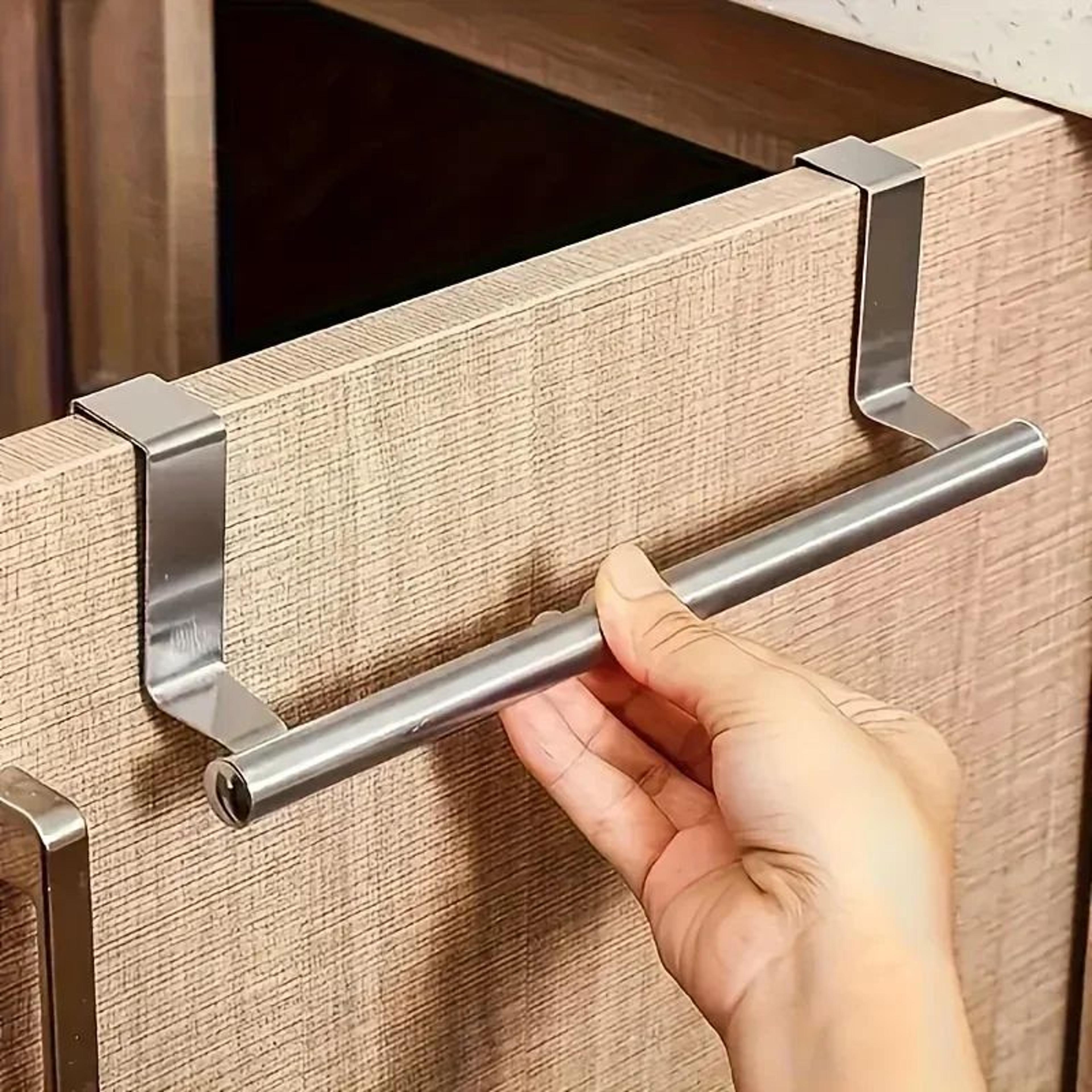 over-the-door stainless steel towel rack – no-drill cabinet & bathroom towel bar organizer
