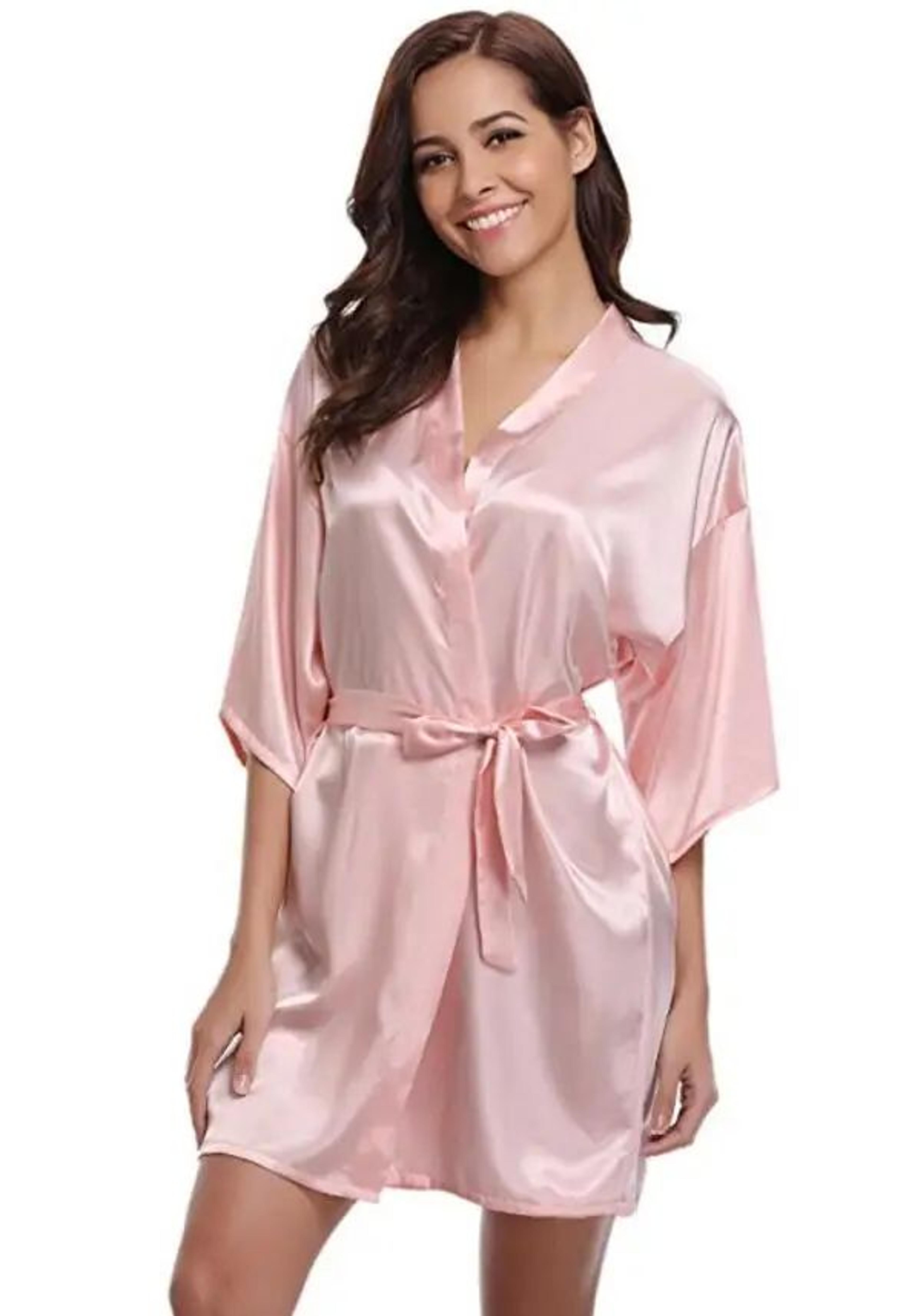 luxury navy blue silk kimono robe – elegant bridesmaid satin robe & womens dressing gown