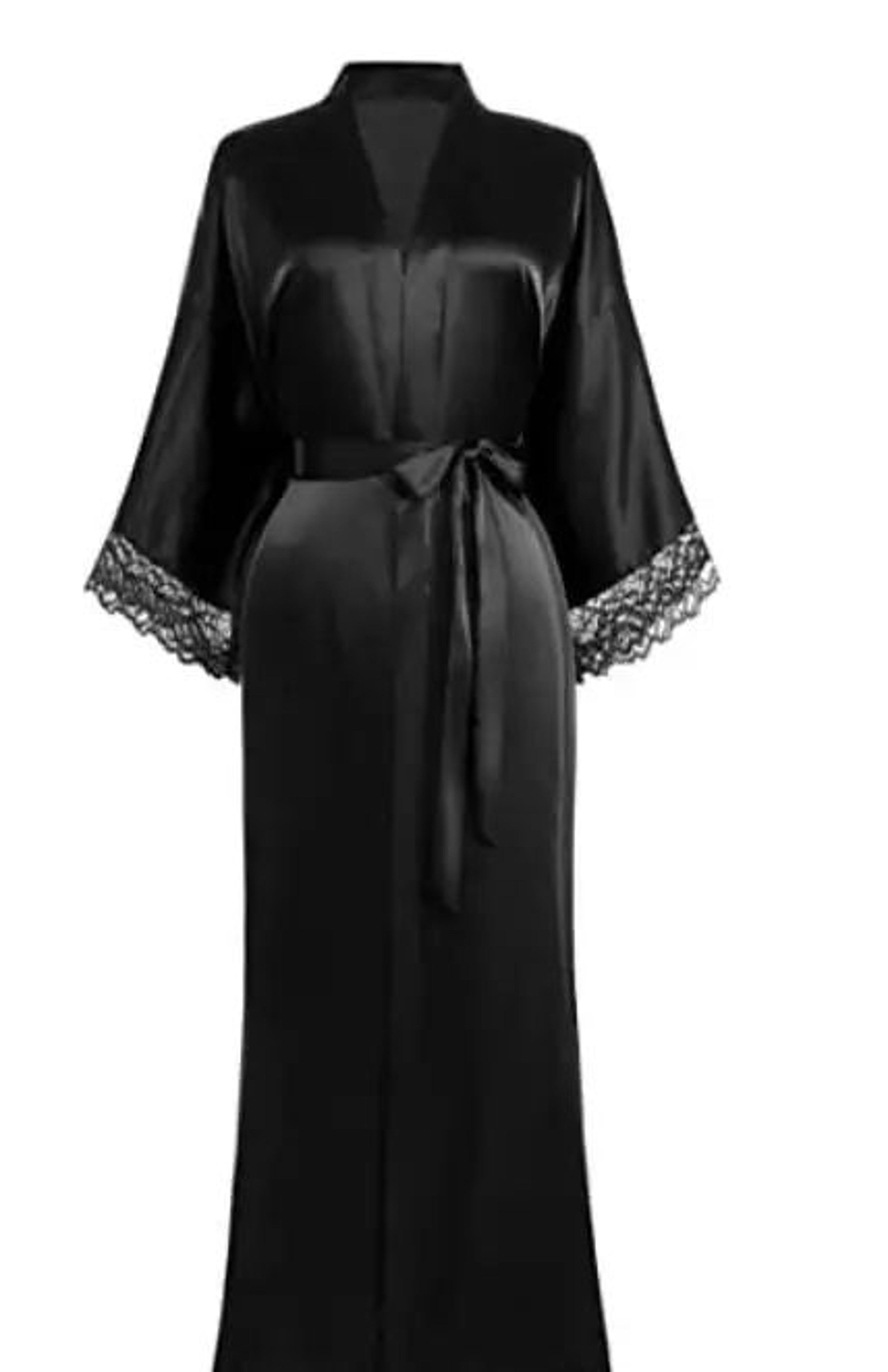 floral satin kimono robe for women - long bridal & bridesmaid getting-ready robe